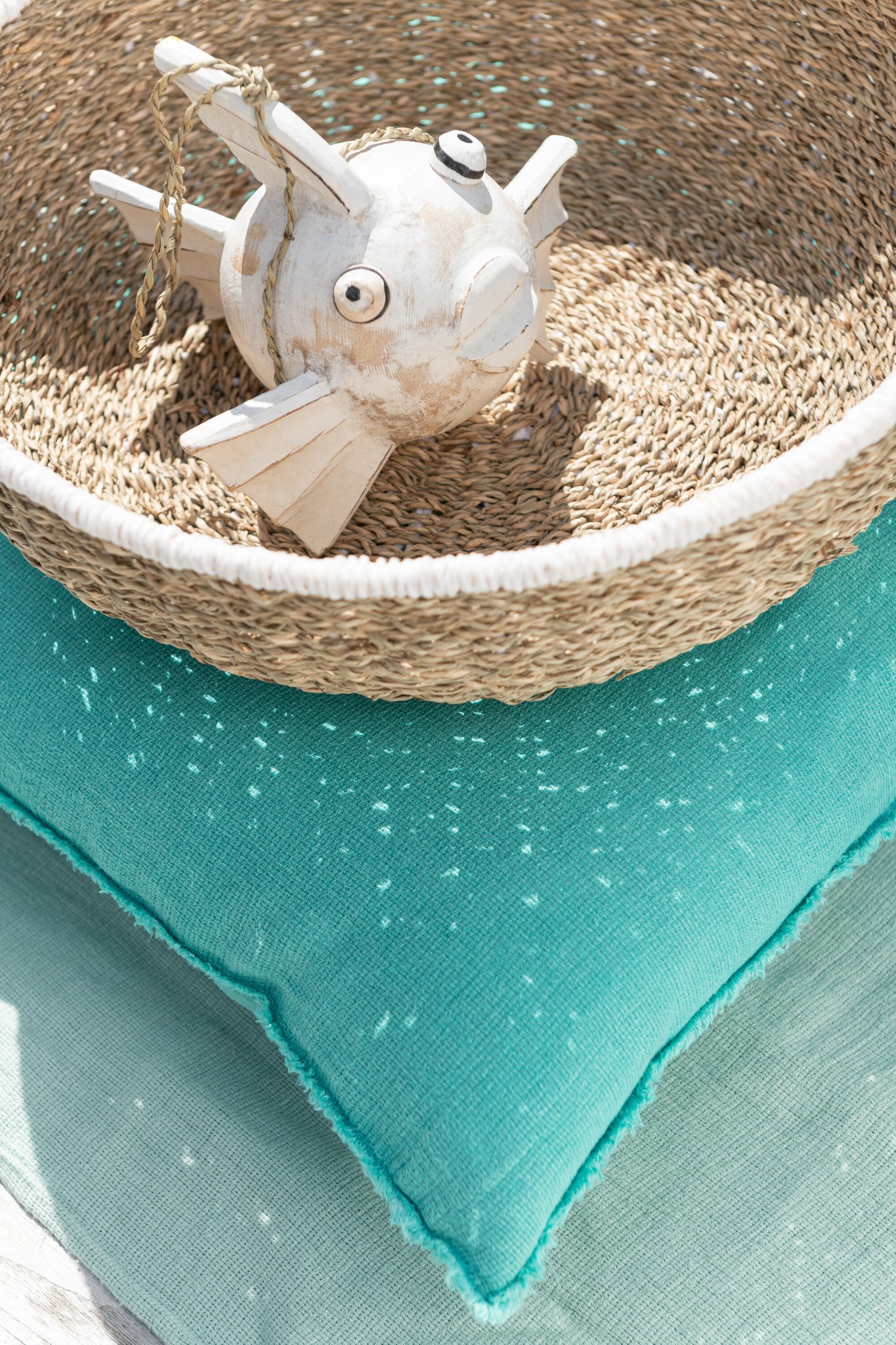 Dekoschalen-Set aus Papierfaser mit weißem Rand – Natur (2er-Set)