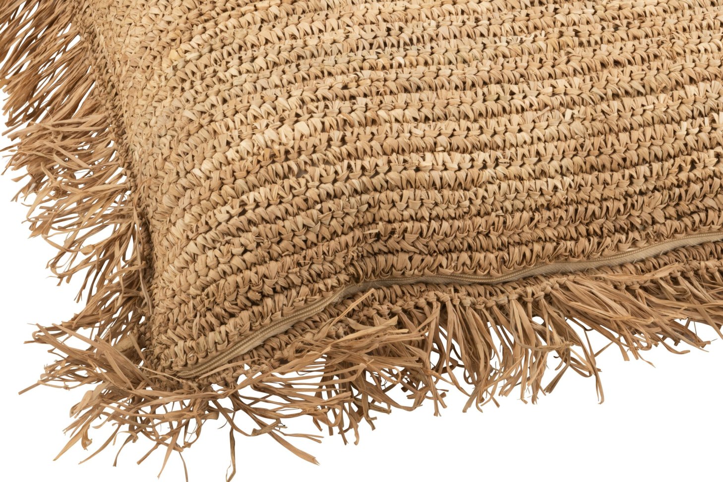 Großes Raffia-Kissen Natur im Boho-Stil