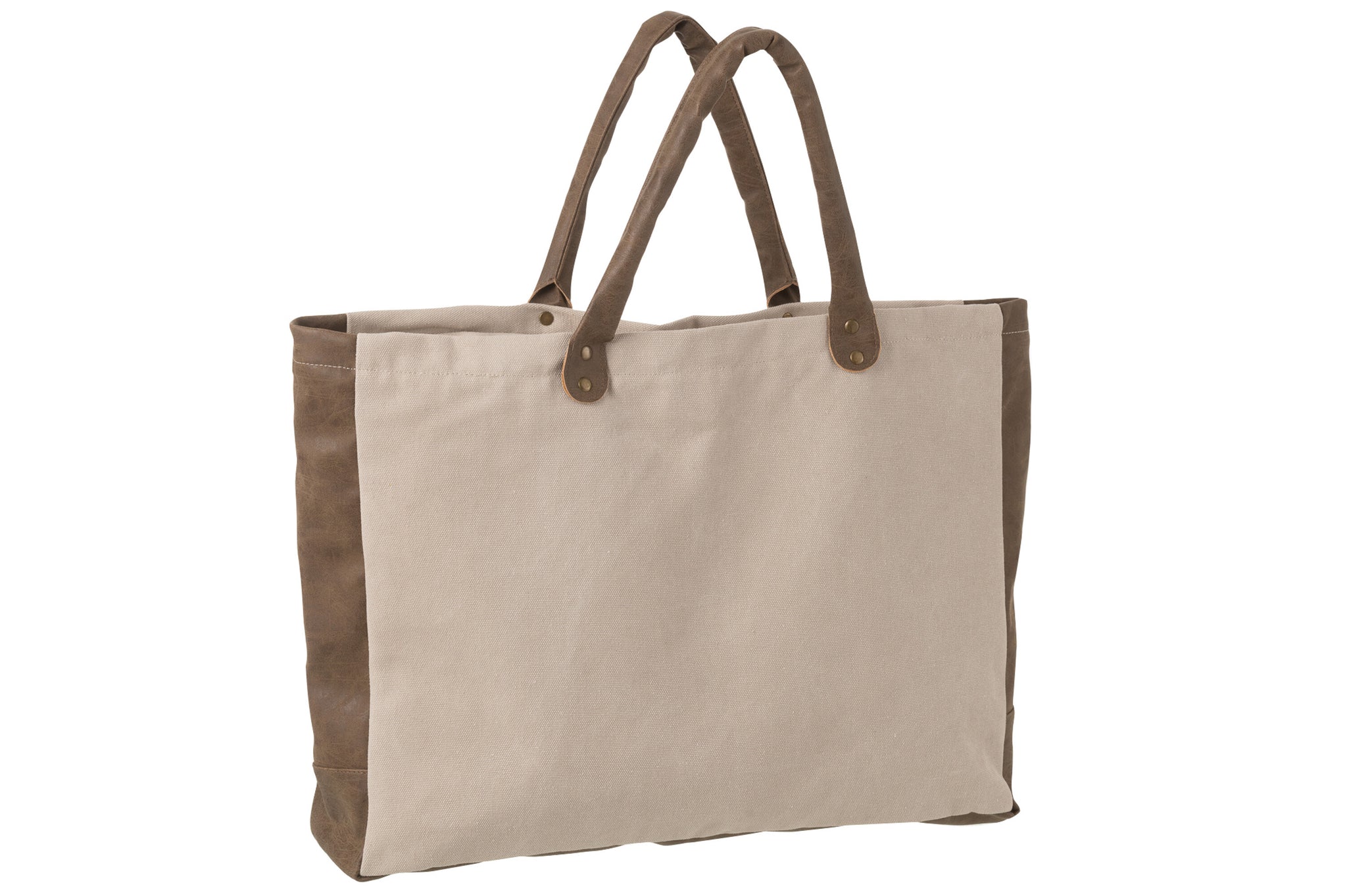 strandtasche beige canvas leder look