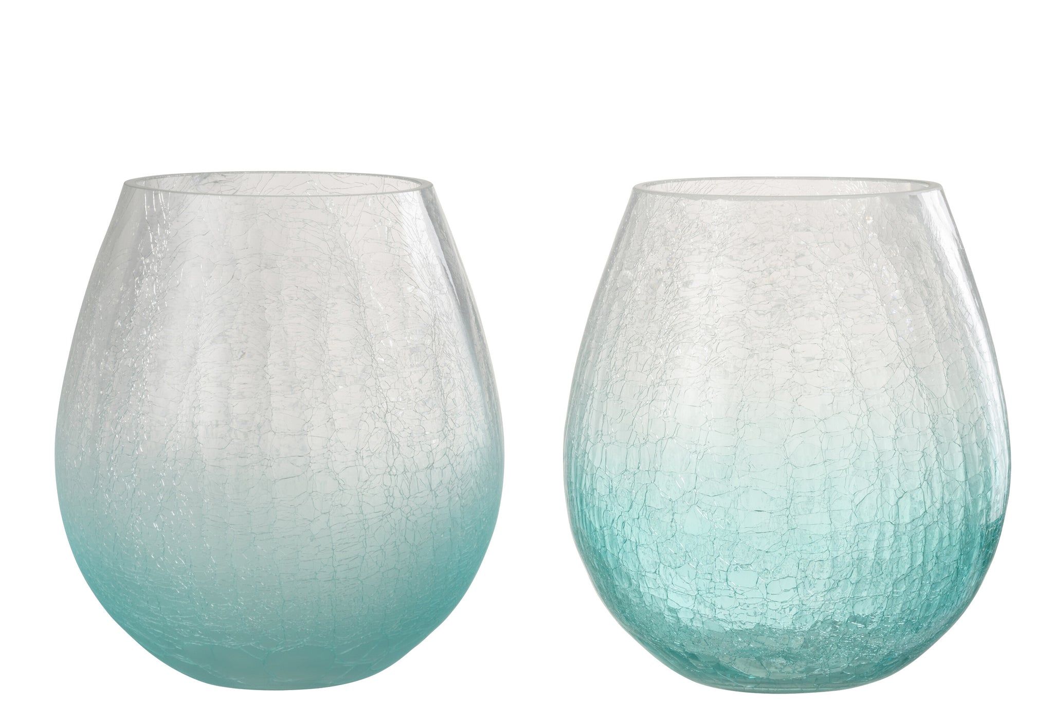 2er Set Windlichter aus Glas in Blau mit sanftem Farbverlauf