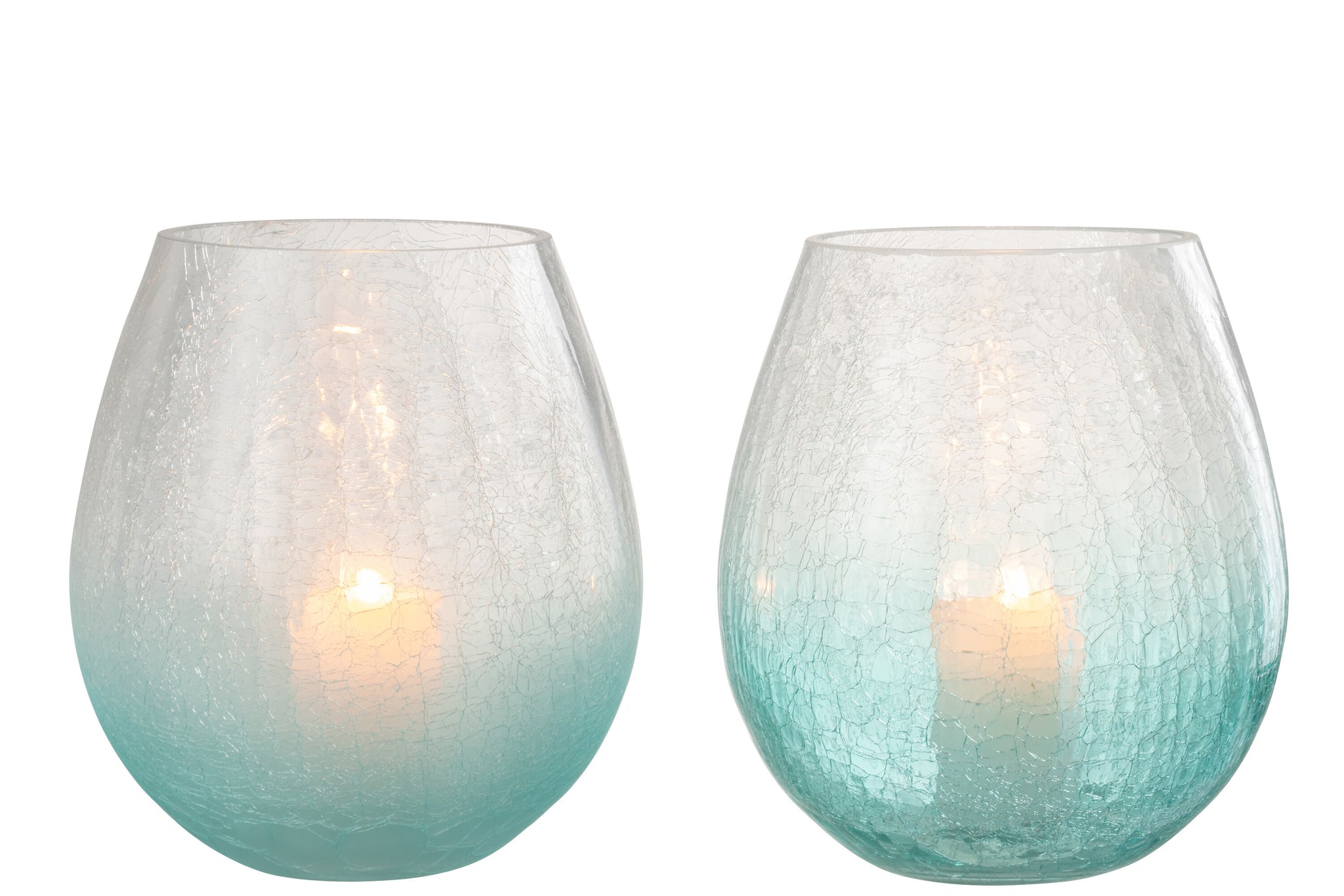Glas Windlichter in Ei Form mit blauem Verlauf im maritimen Stil