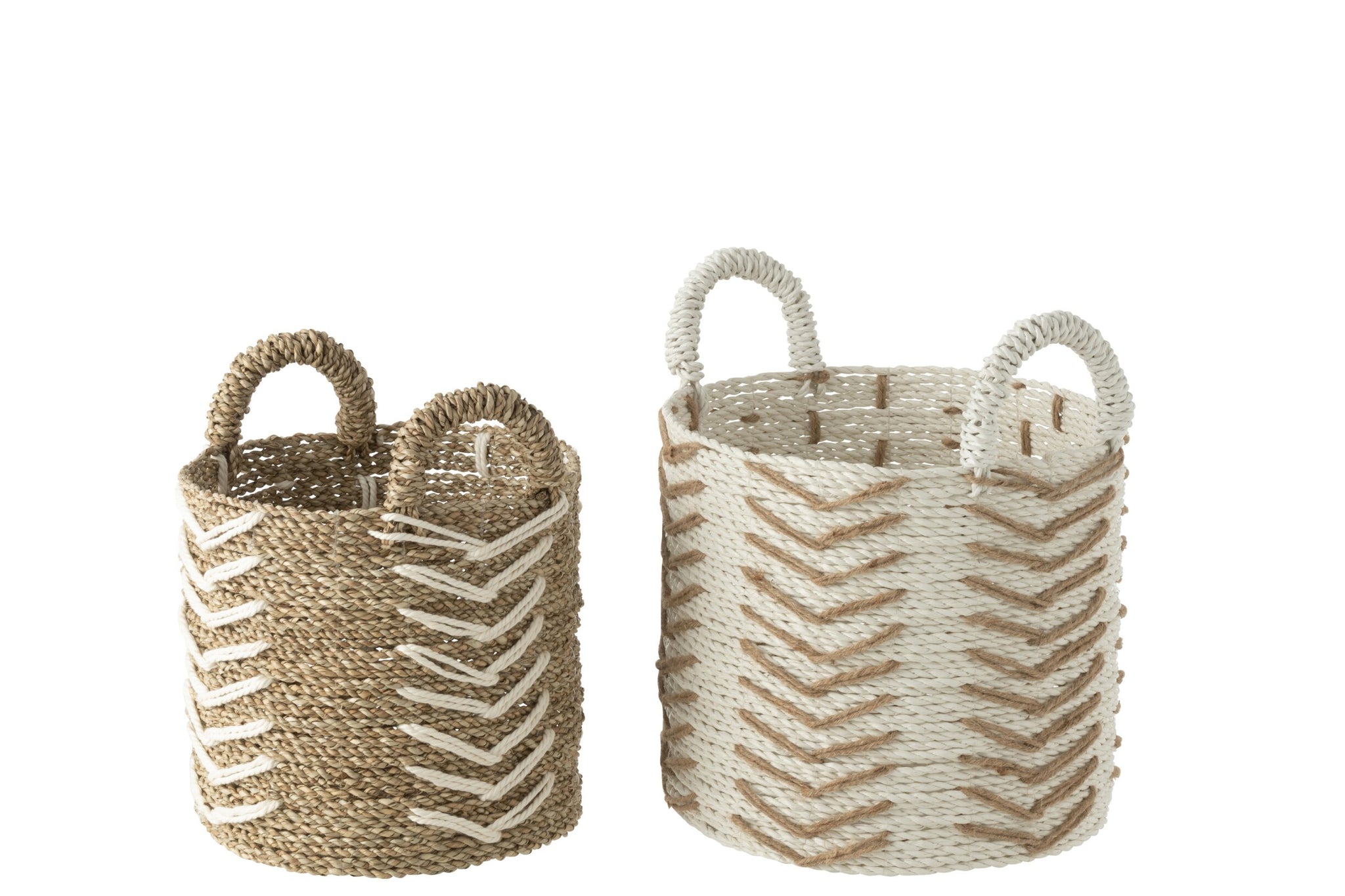 Aufbewahrungskorb Set Chevron Weiß Natur 2-teilig