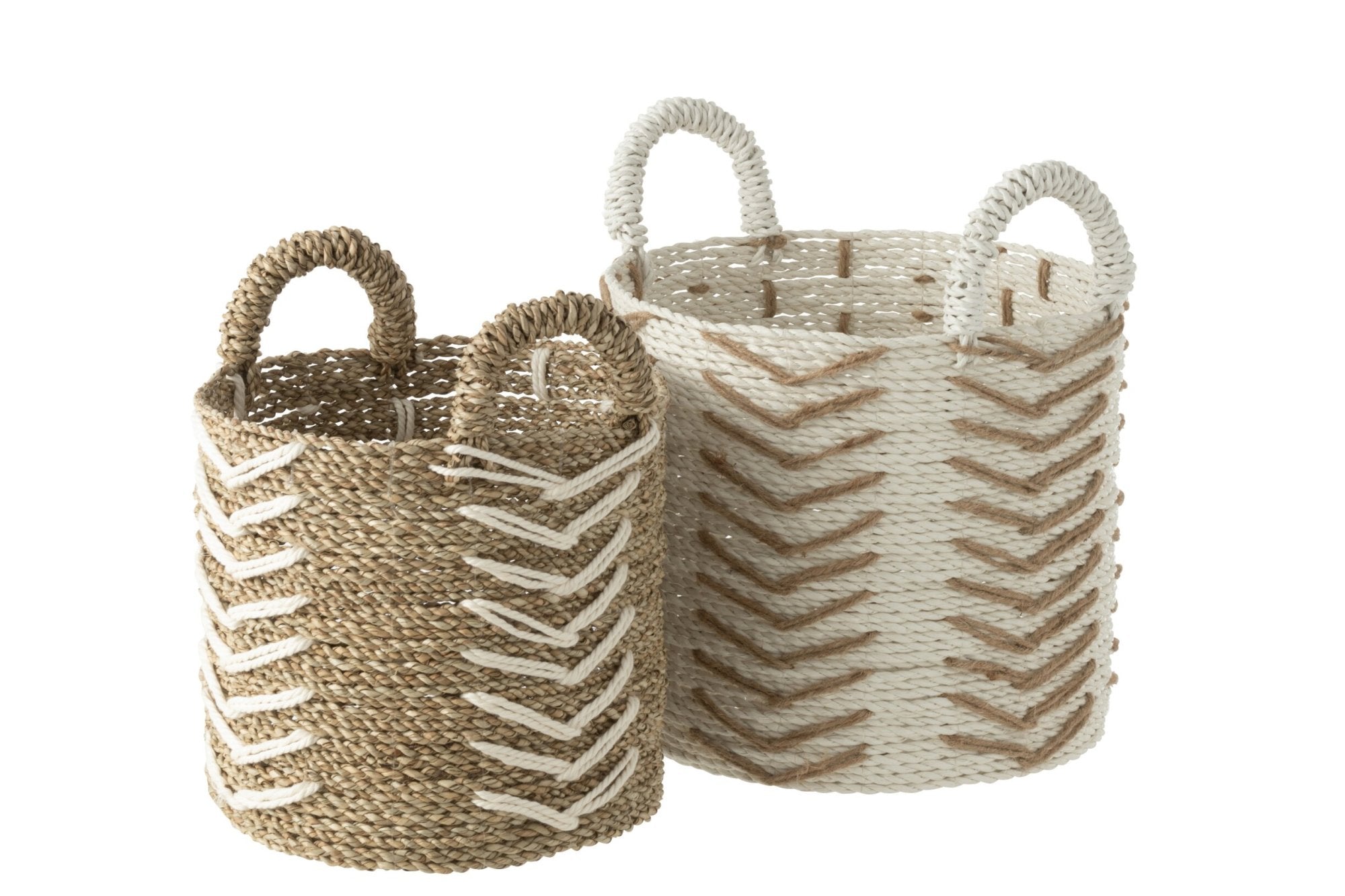 Aufbewahrungskorb Set Chevron Weiß Natur 2-teilig