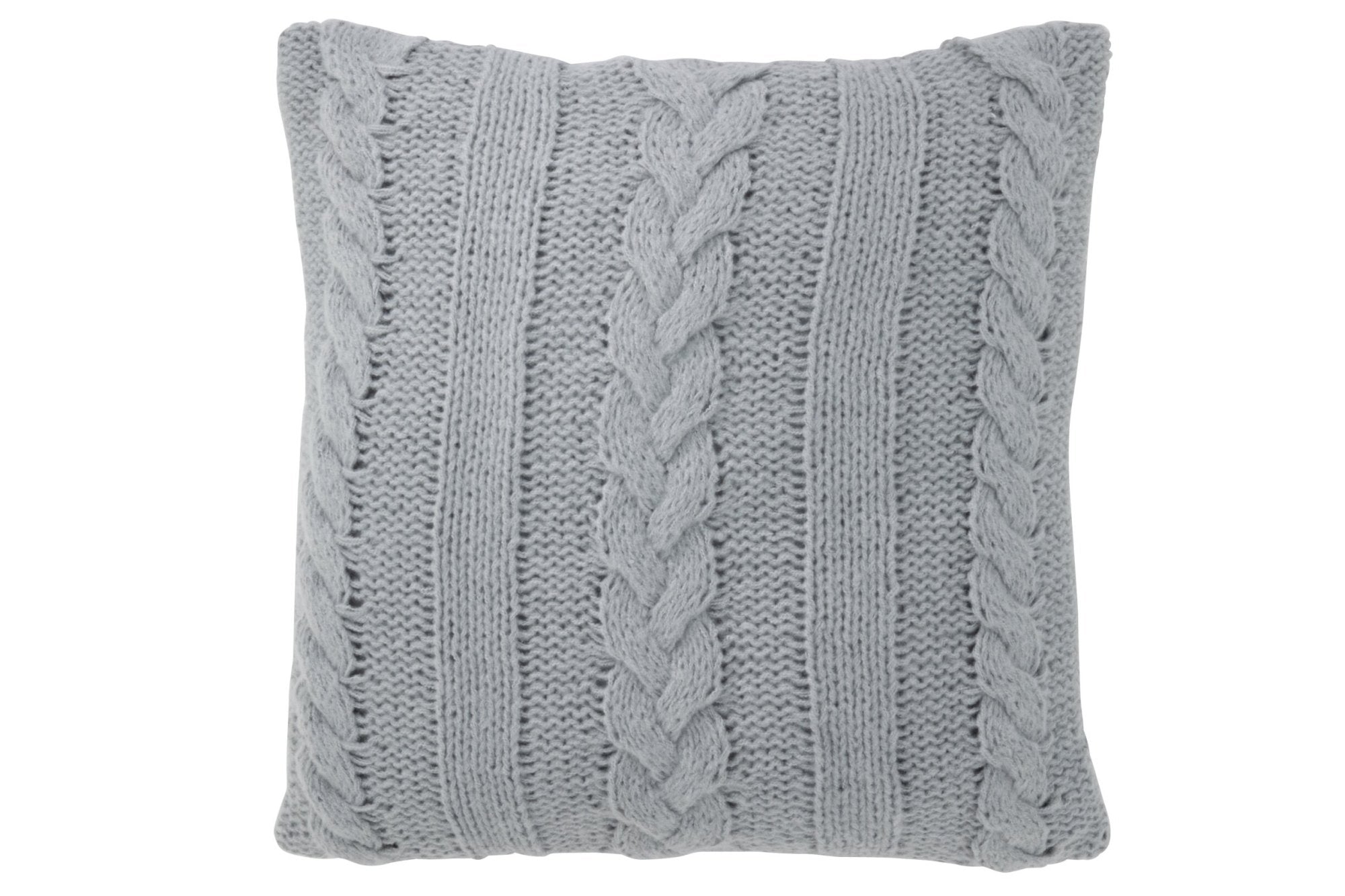 Strickkissen mit Zopfmuster in Grau