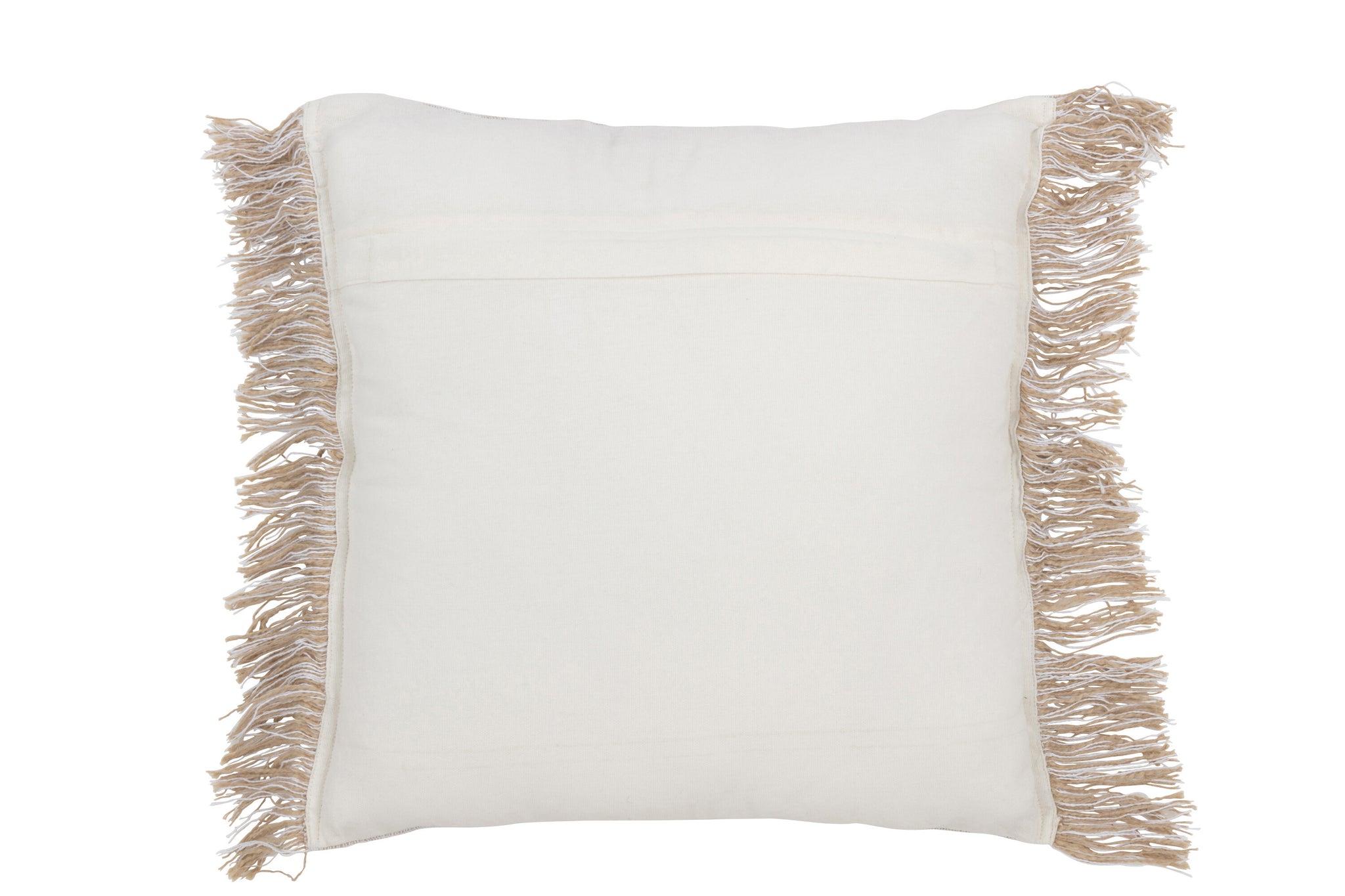 Kissen Webstruktur Fransen Weiß Beige Sofa Kissen