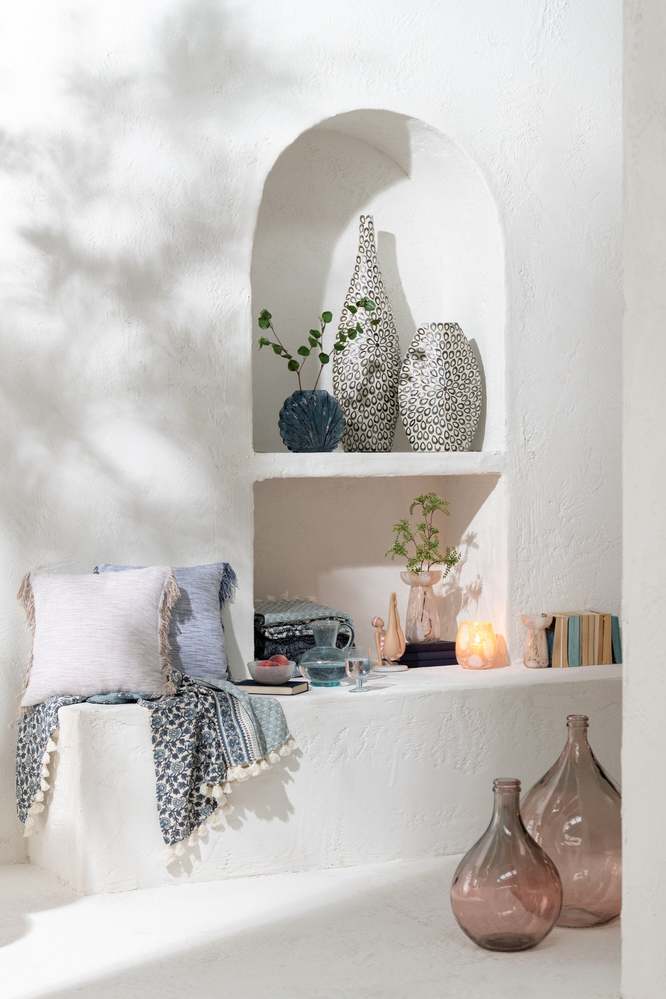 kissen weiß blau fransen maritim sofa deko wohnzimmer