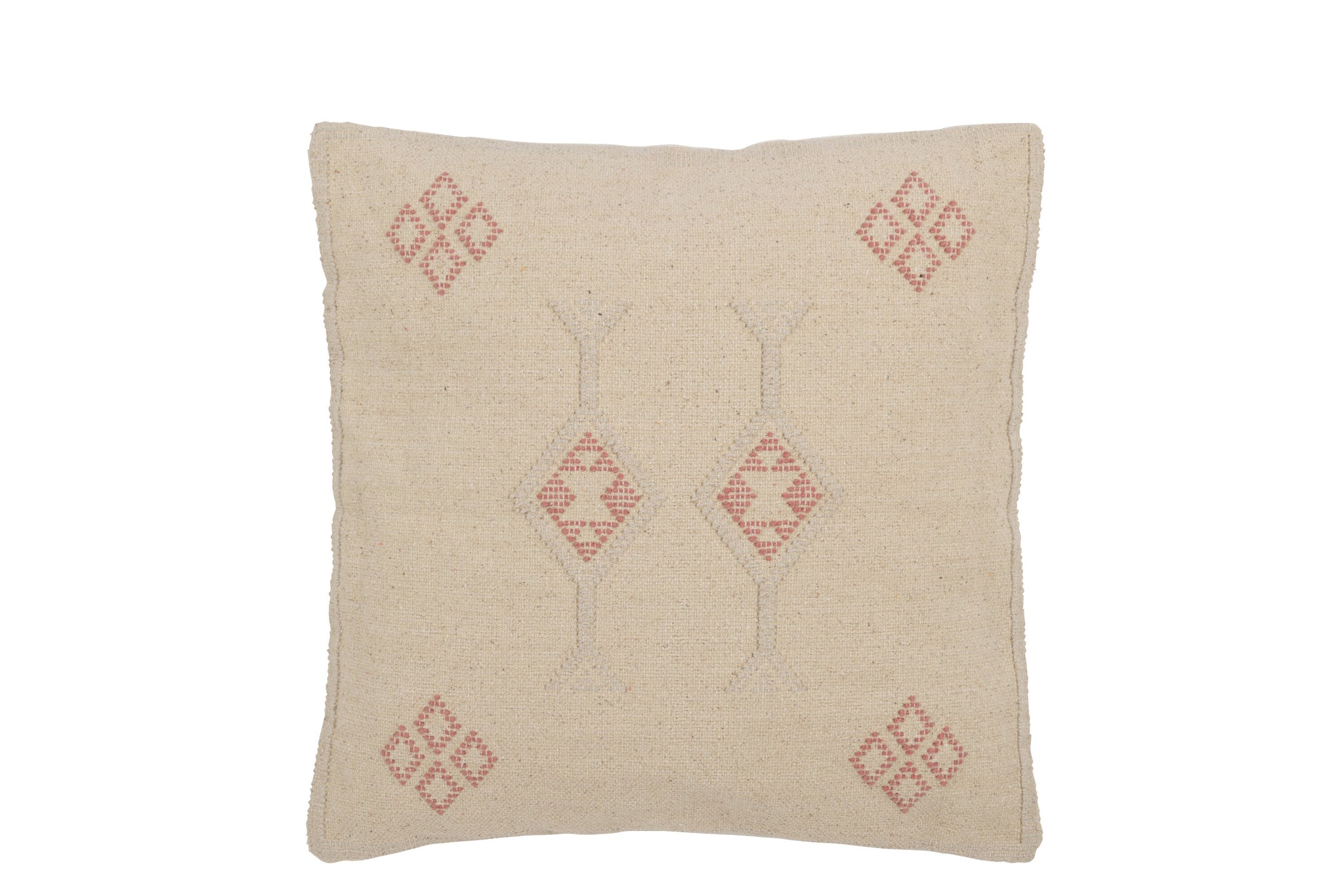 Boho-Kissen Diamonds & Arrows in Creme und Rosa