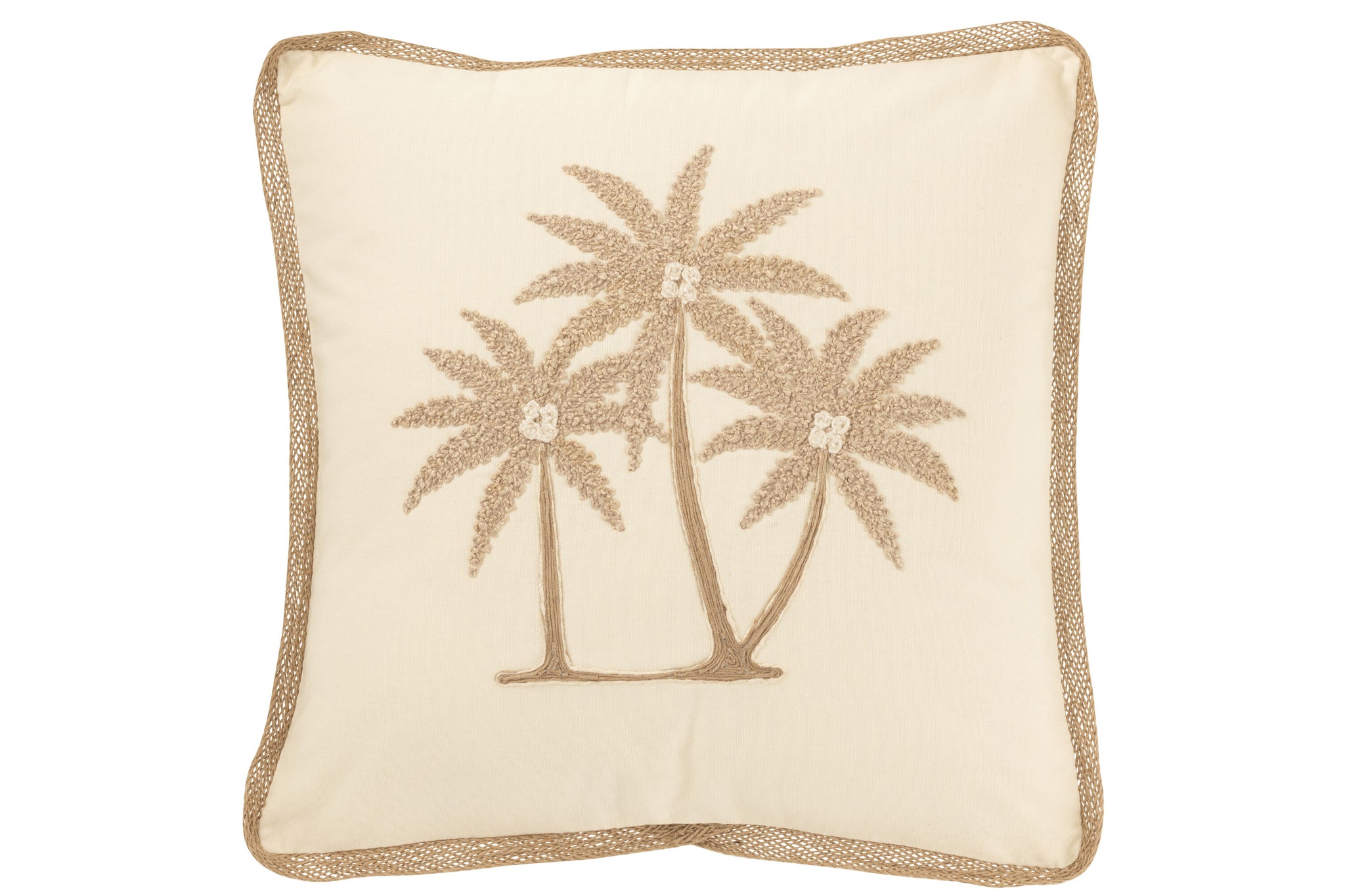 Palmenkissen aus Baumwolle in Creme und Beige