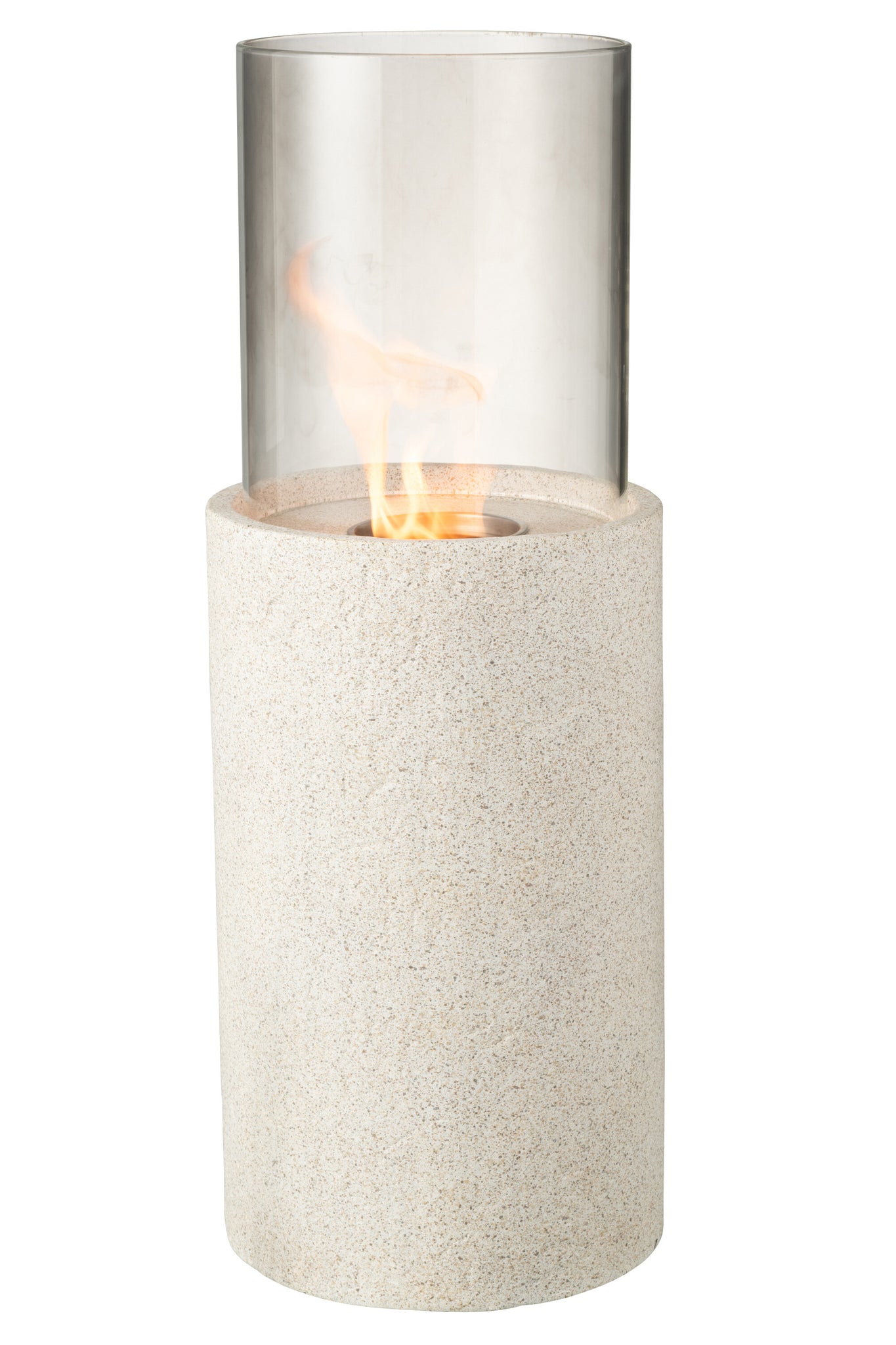 feuersaeule grau outdoor glas flamme terrasse