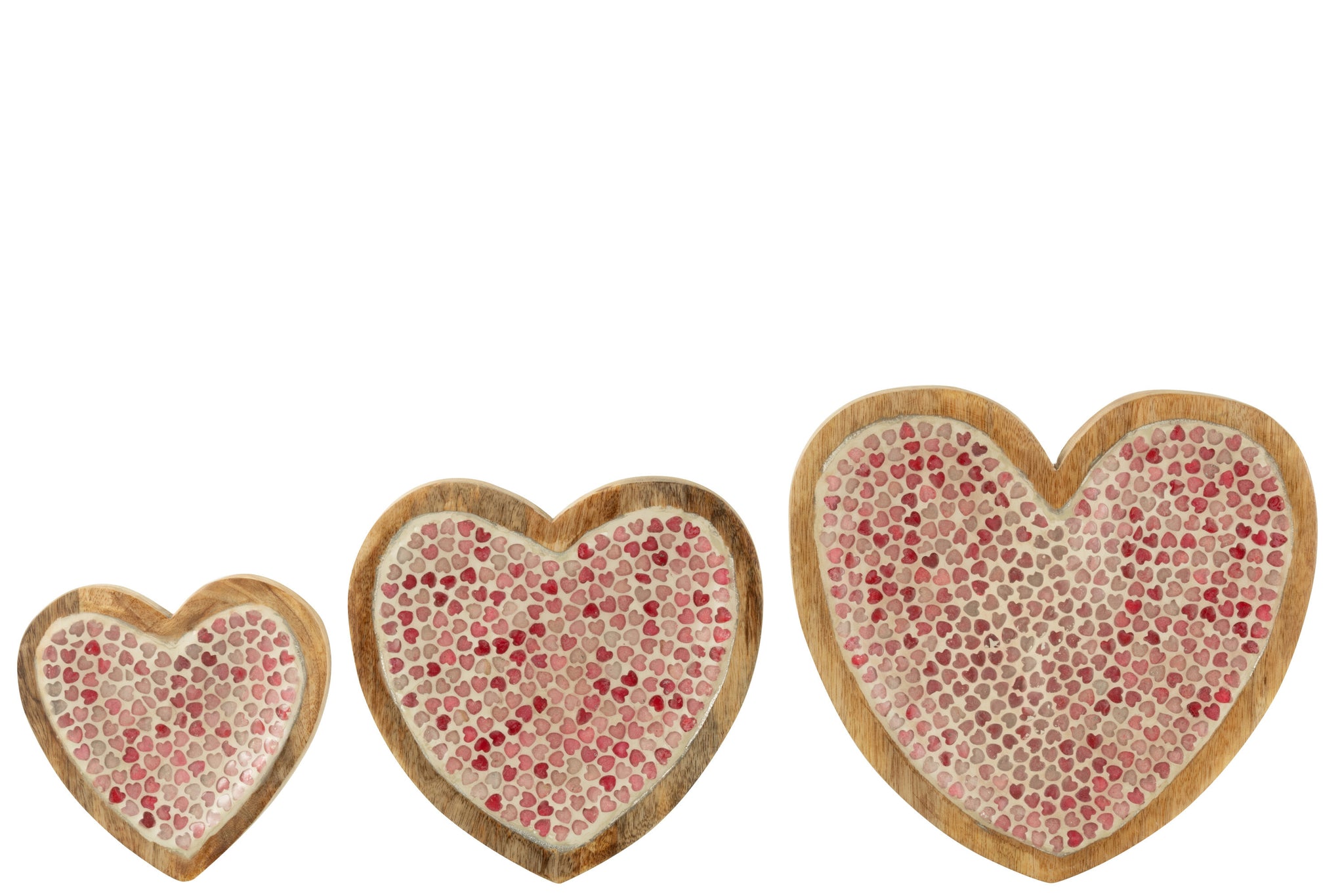 servierbrett herz set holz rosa