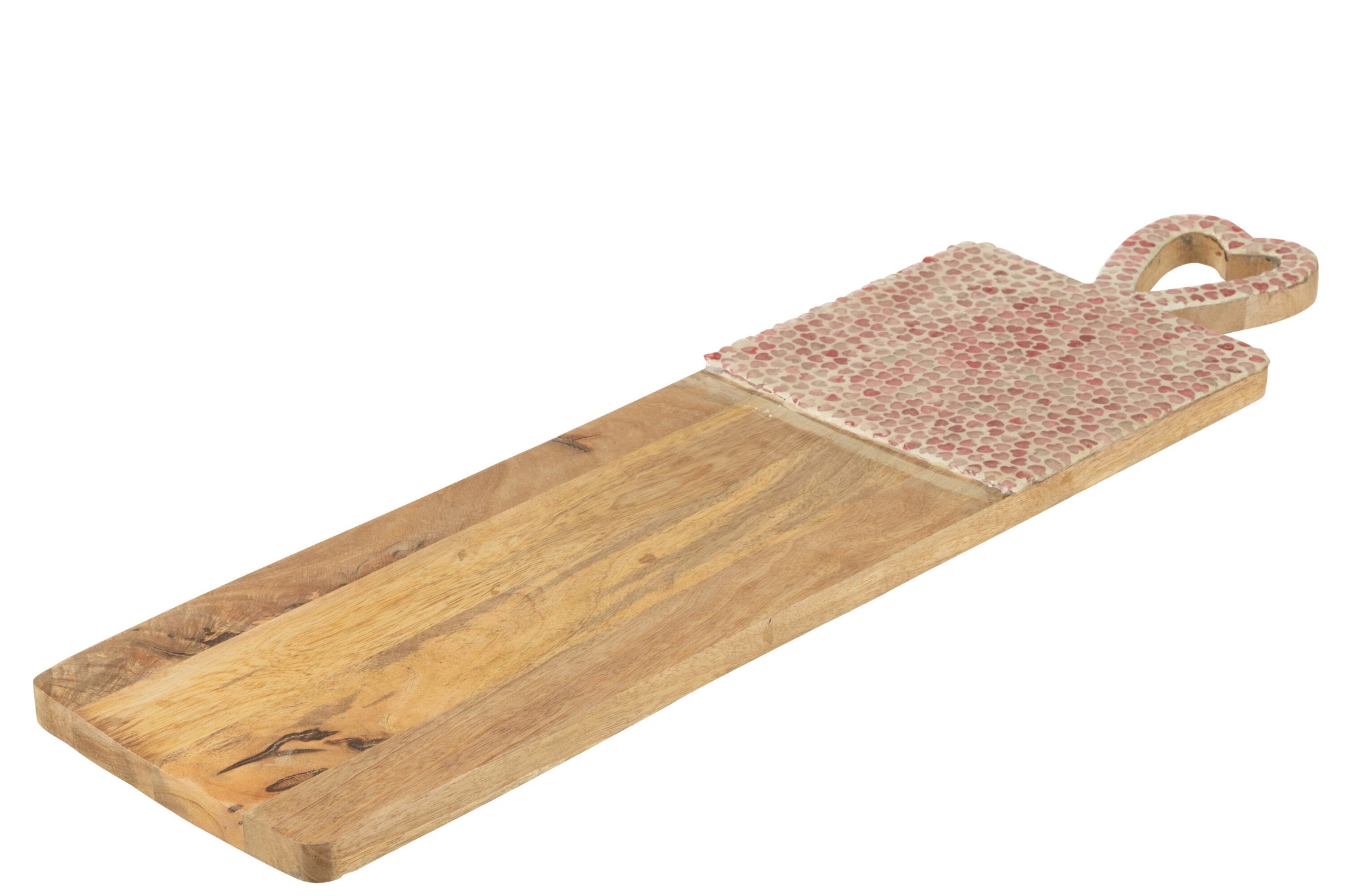 Langes Holz Servierbrett mit dekorativem Herz Griff