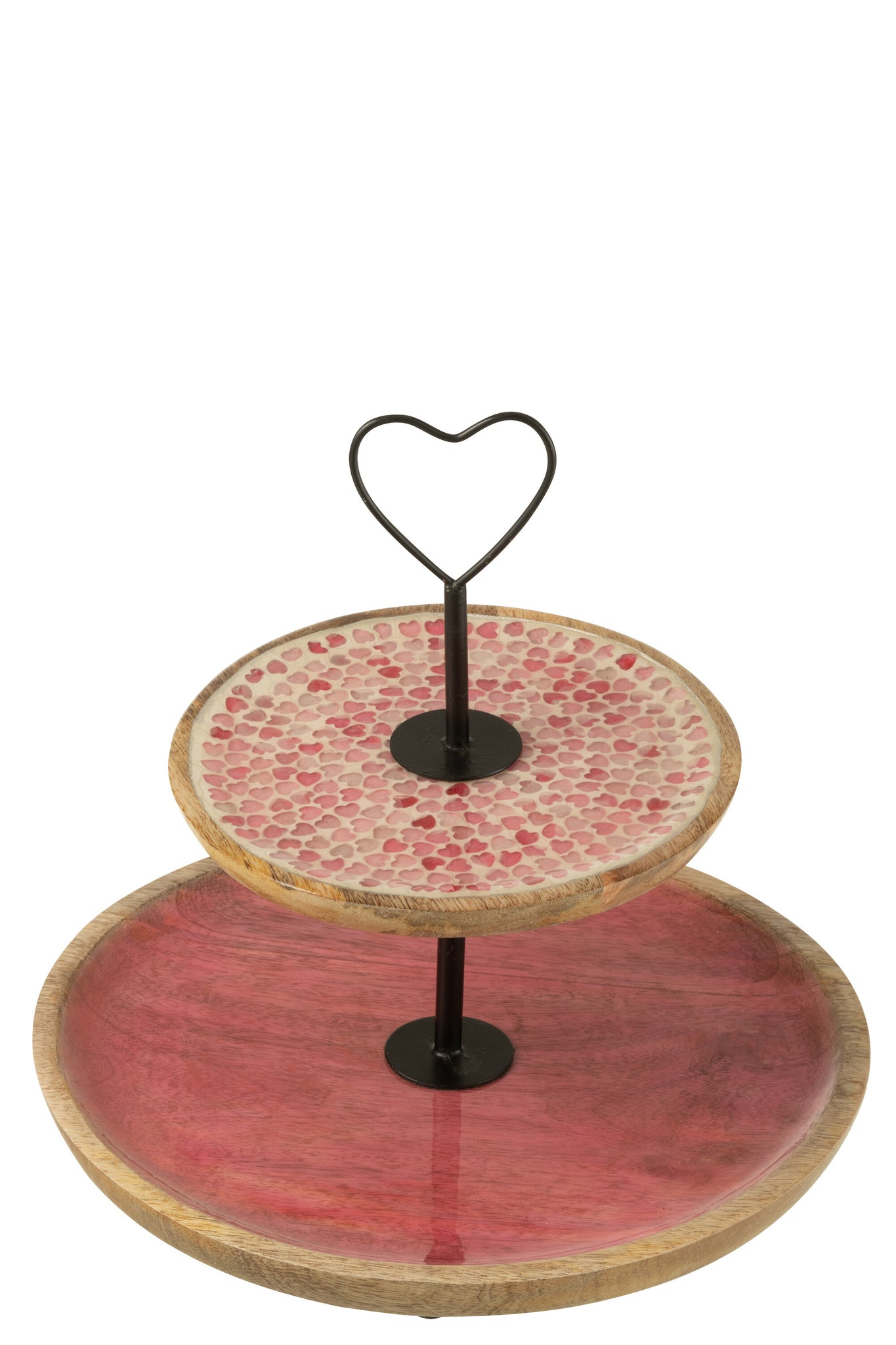 Etagere de madera de mango con 2 niveles – rosa