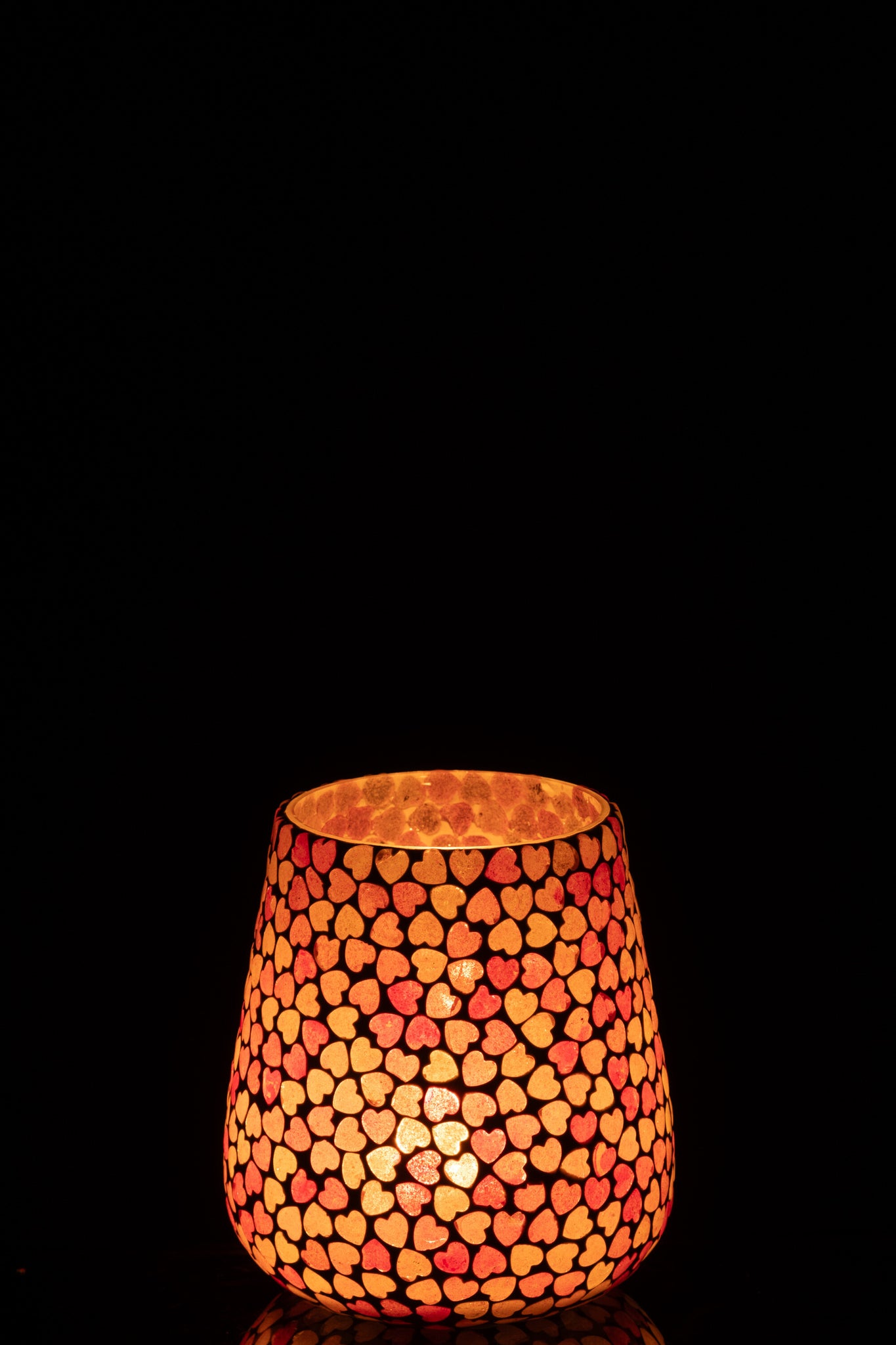 teelichthalter herz design rosa detail mosaik glas