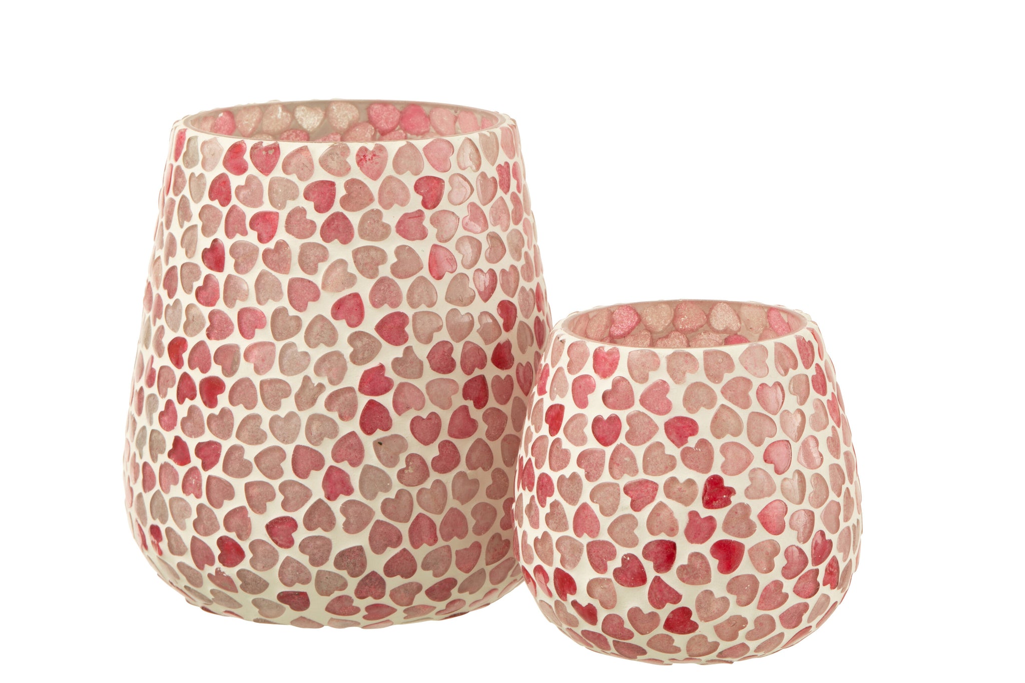 teelichthalter rosa mosaik herz glas windlicht