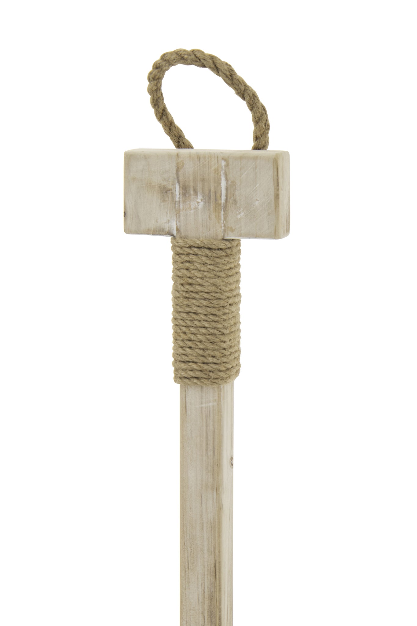 Remo decorativo blanqueado de madera de pino con cuerda natural