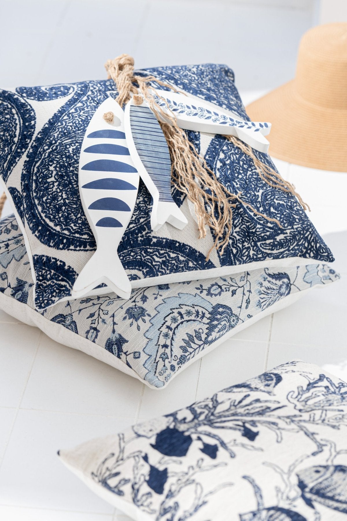Hänger Seestern & Fisch, Blau/Weiss