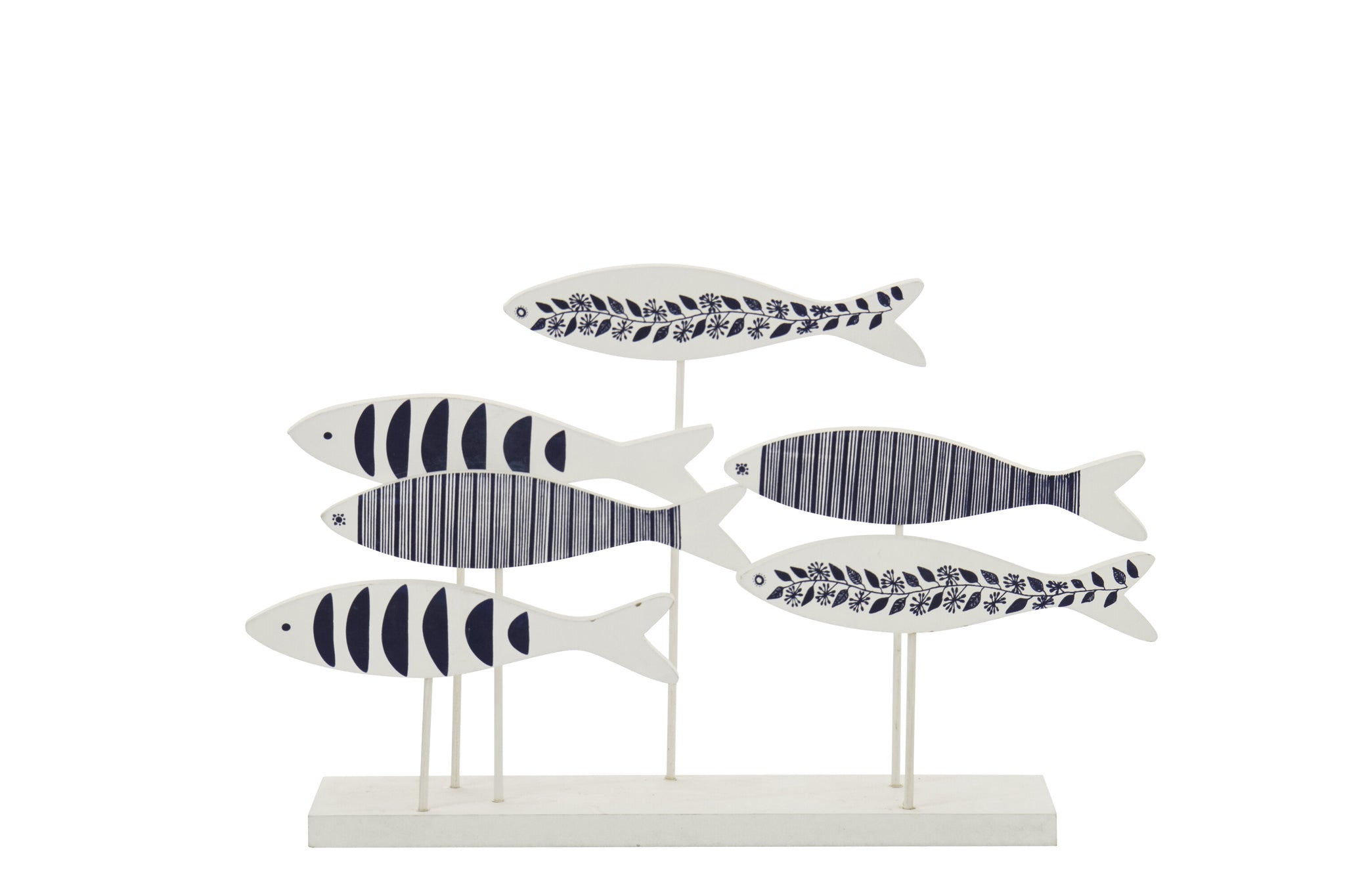 Maritime Fischfigur Blau Weiß groß
