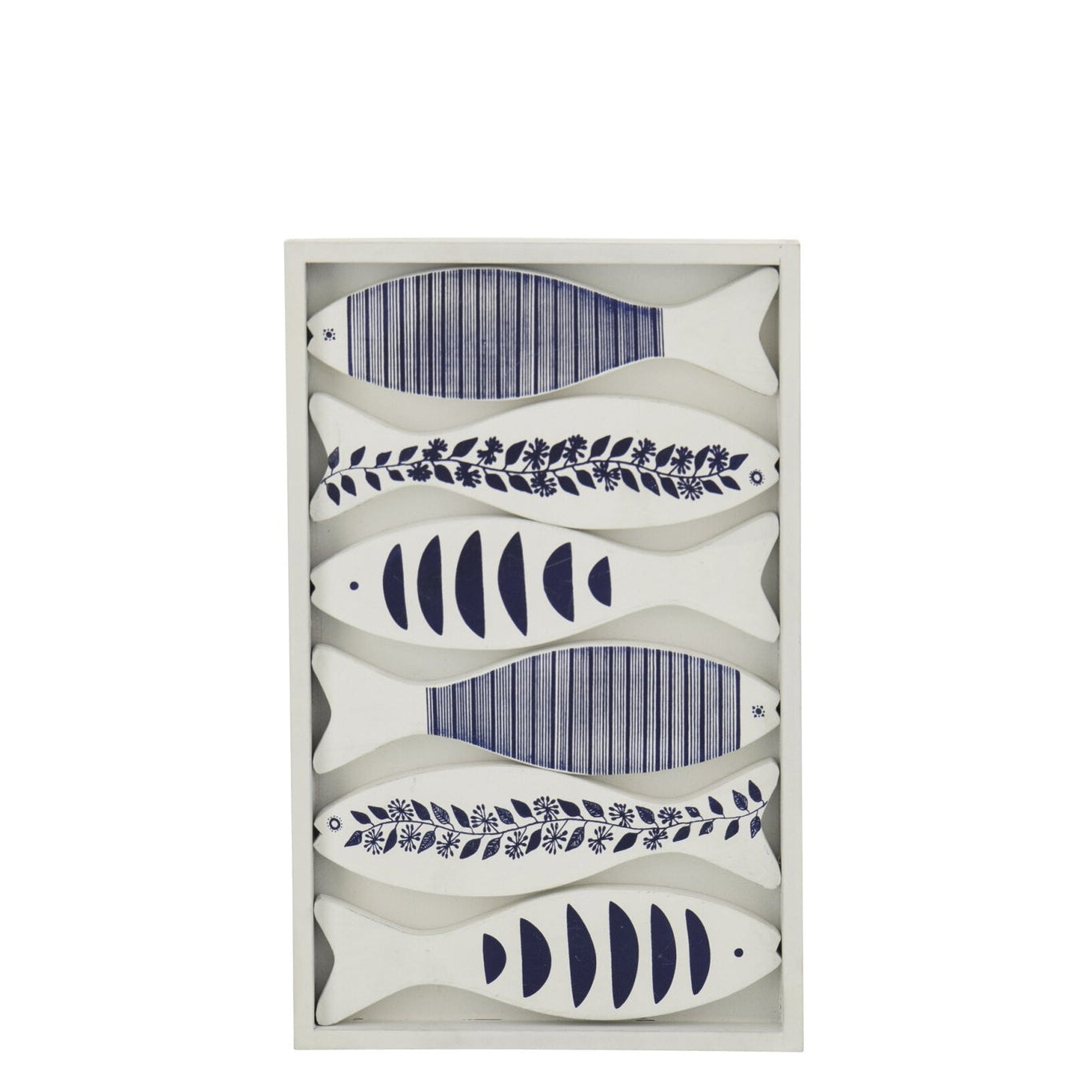 Maritime Fisch-Wanddekoration Blau Weiß