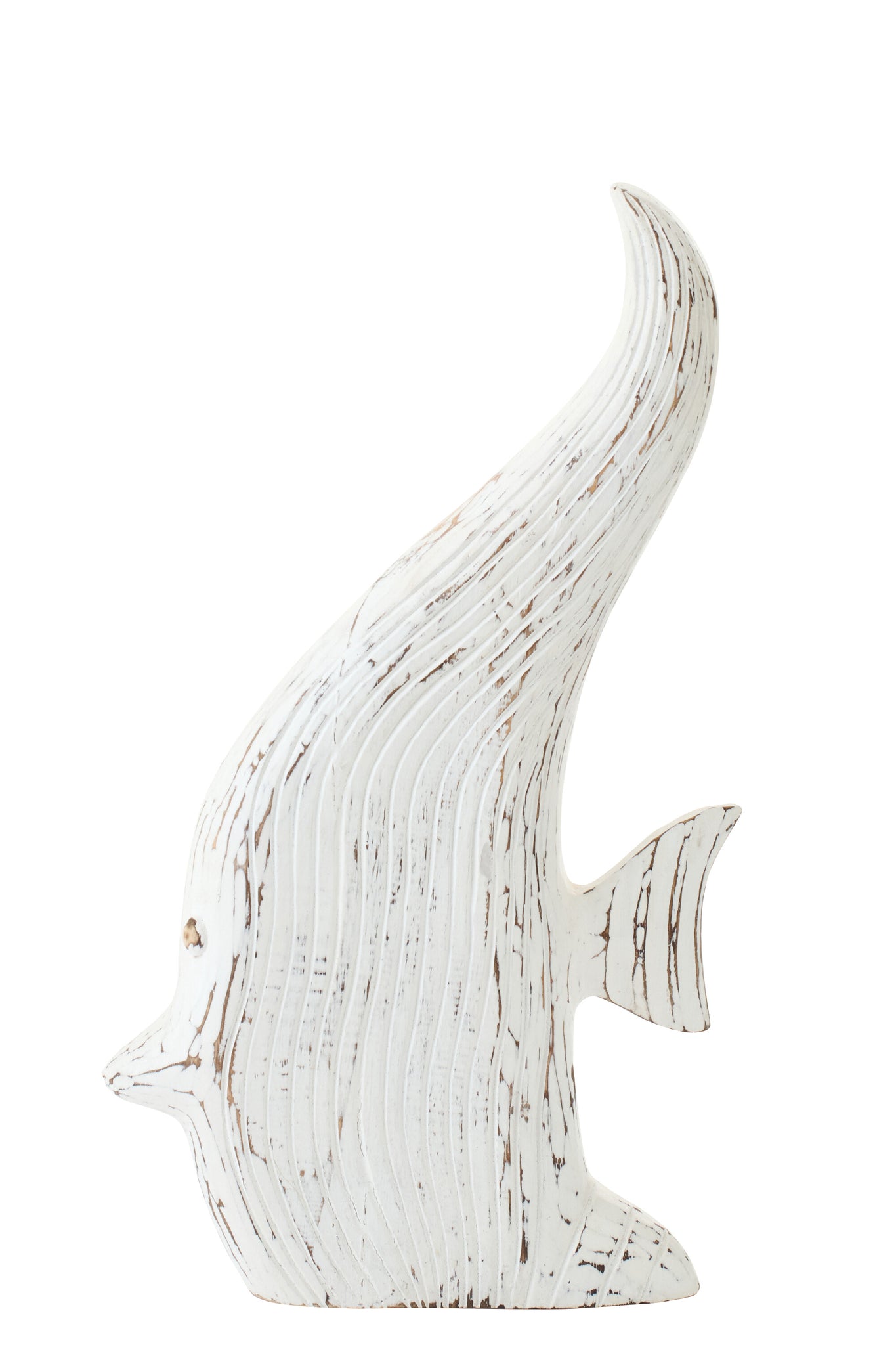 beachhouse deko fisch holz skulptur weiss