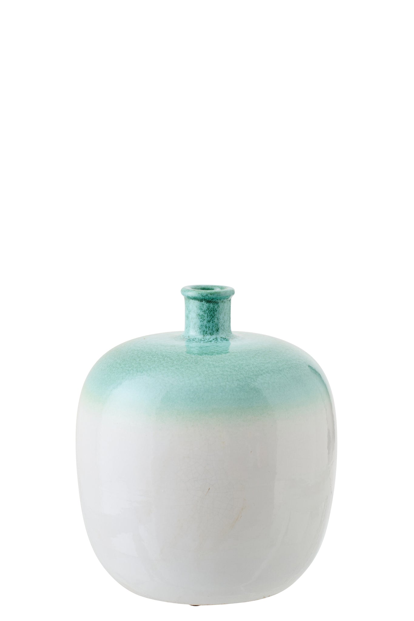 Keramik Vase in Mintgrün und Weiß im maritimen Stil