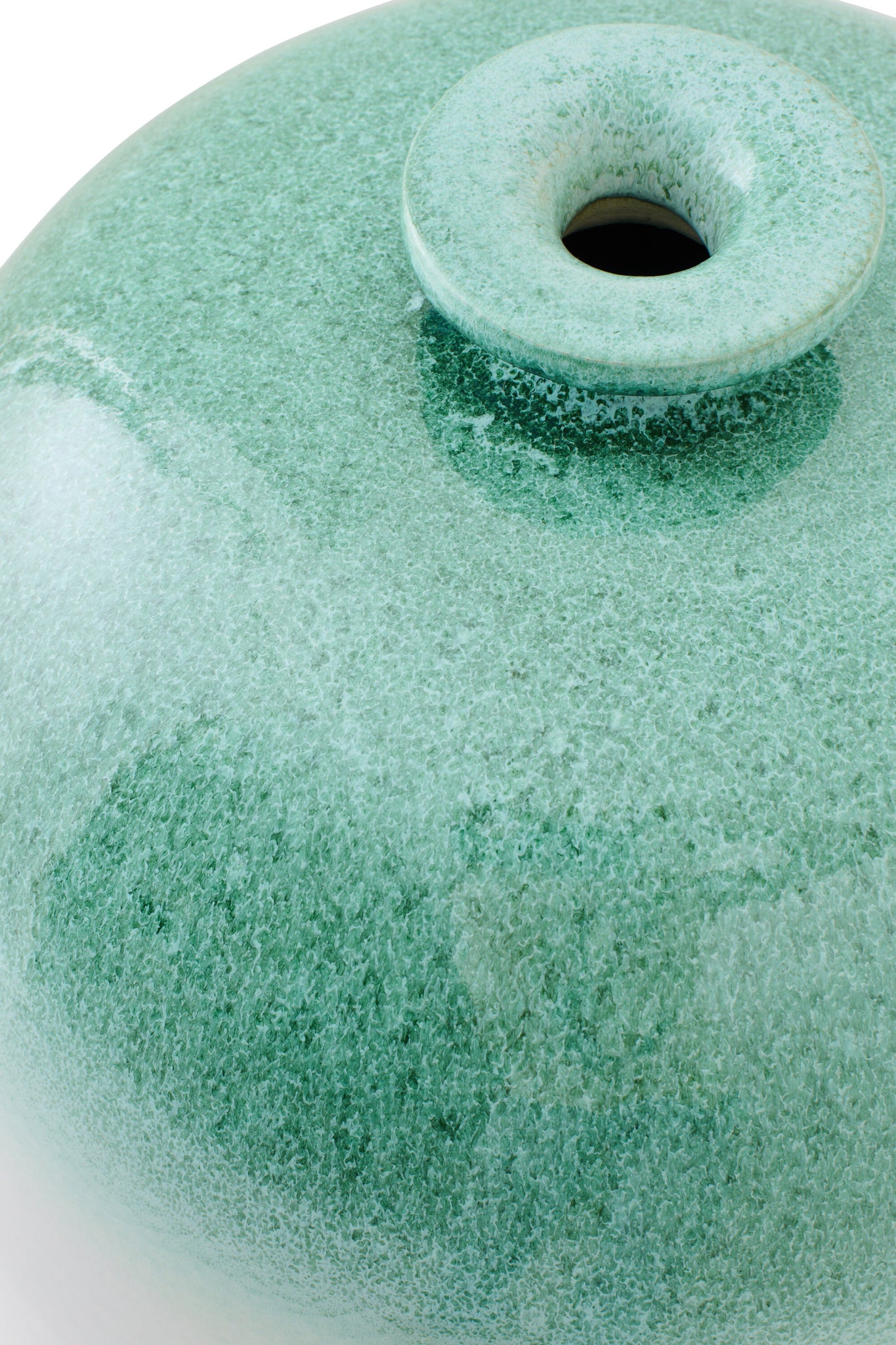 Jarrón de suelo cerámica blanca / verde menta (L)