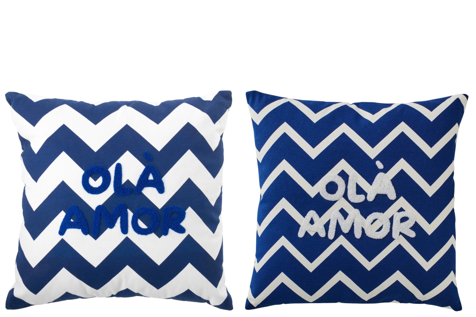 2er Set maritime Kissen Ola Amor Blau Weiß