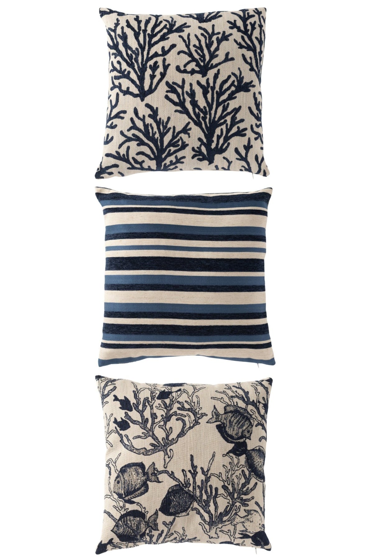 Dekokissen Koralle Blau/Off-White (3er Set)