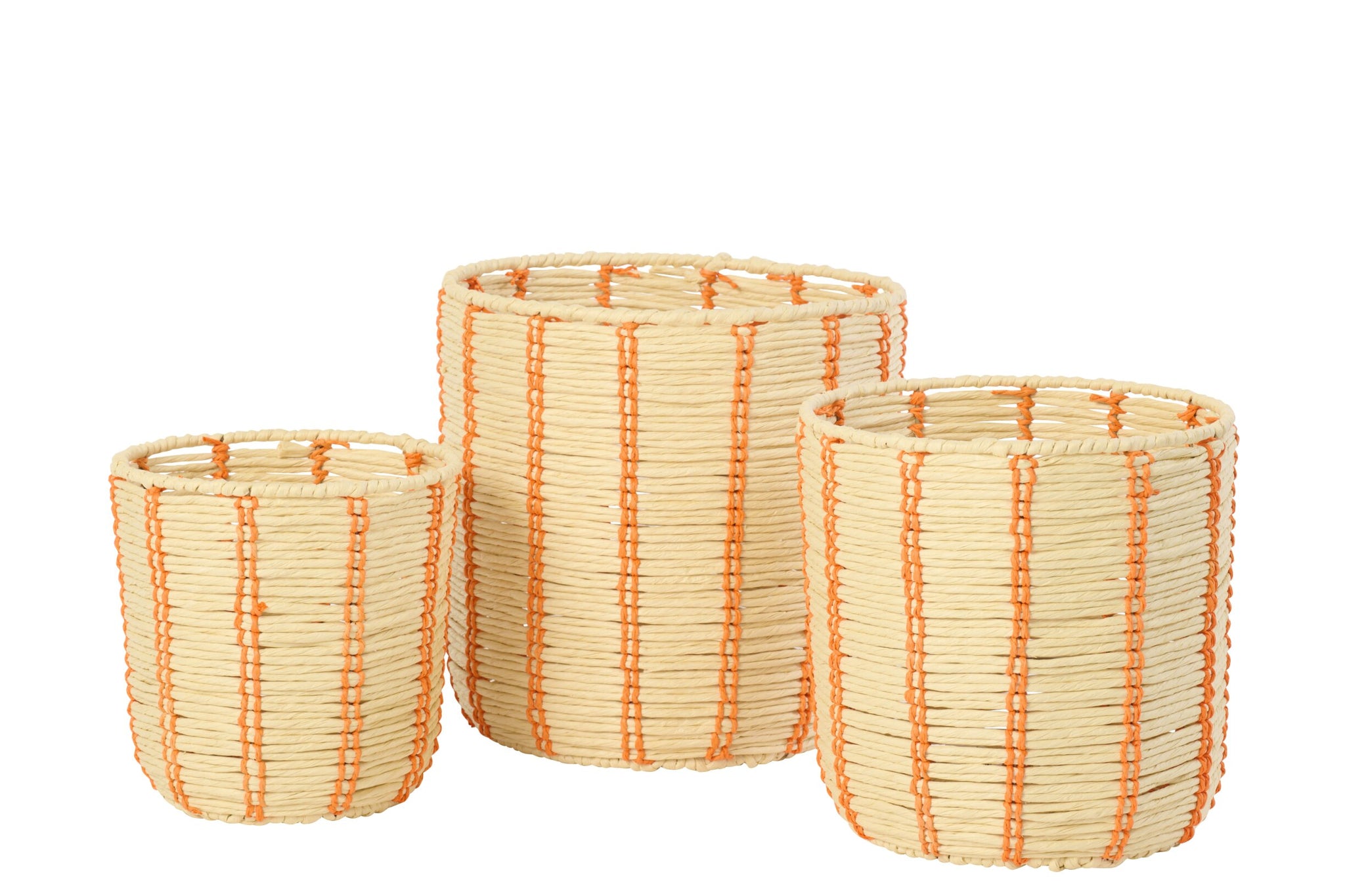 Geflochtenes Korbset aus Papier in Natur und Orange
