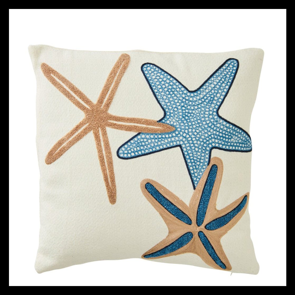 dekokissen seestern weiß blau sofa maritim