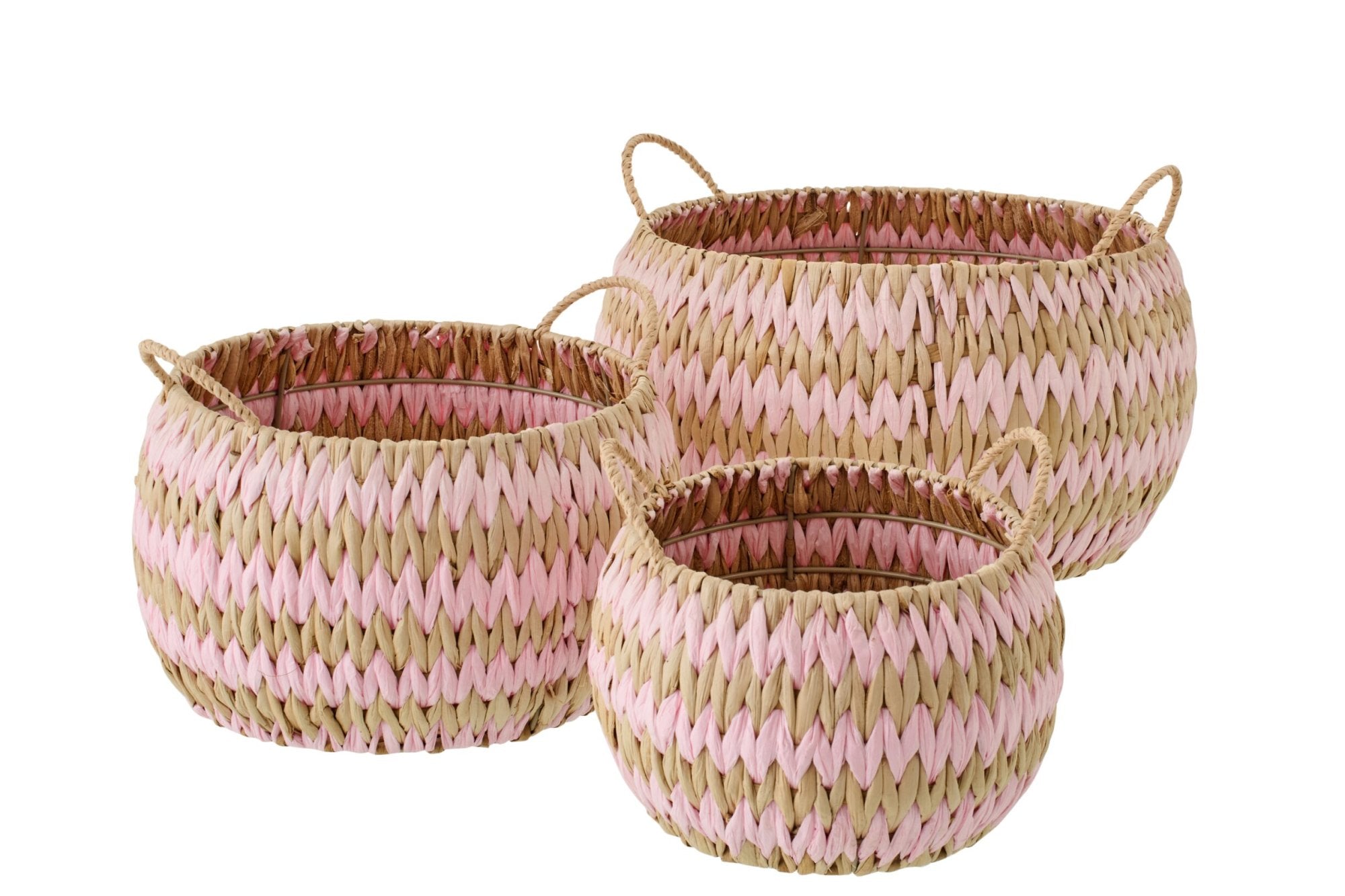 Korbset aus Naturfasern in Rosé und Naturfarben