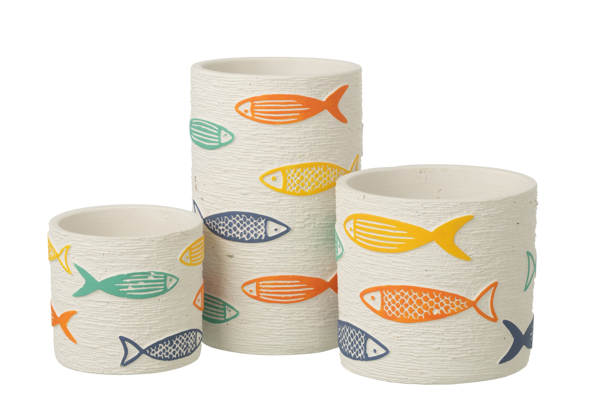 Blumentopf mit Fischmotiv aus Zement – (L)