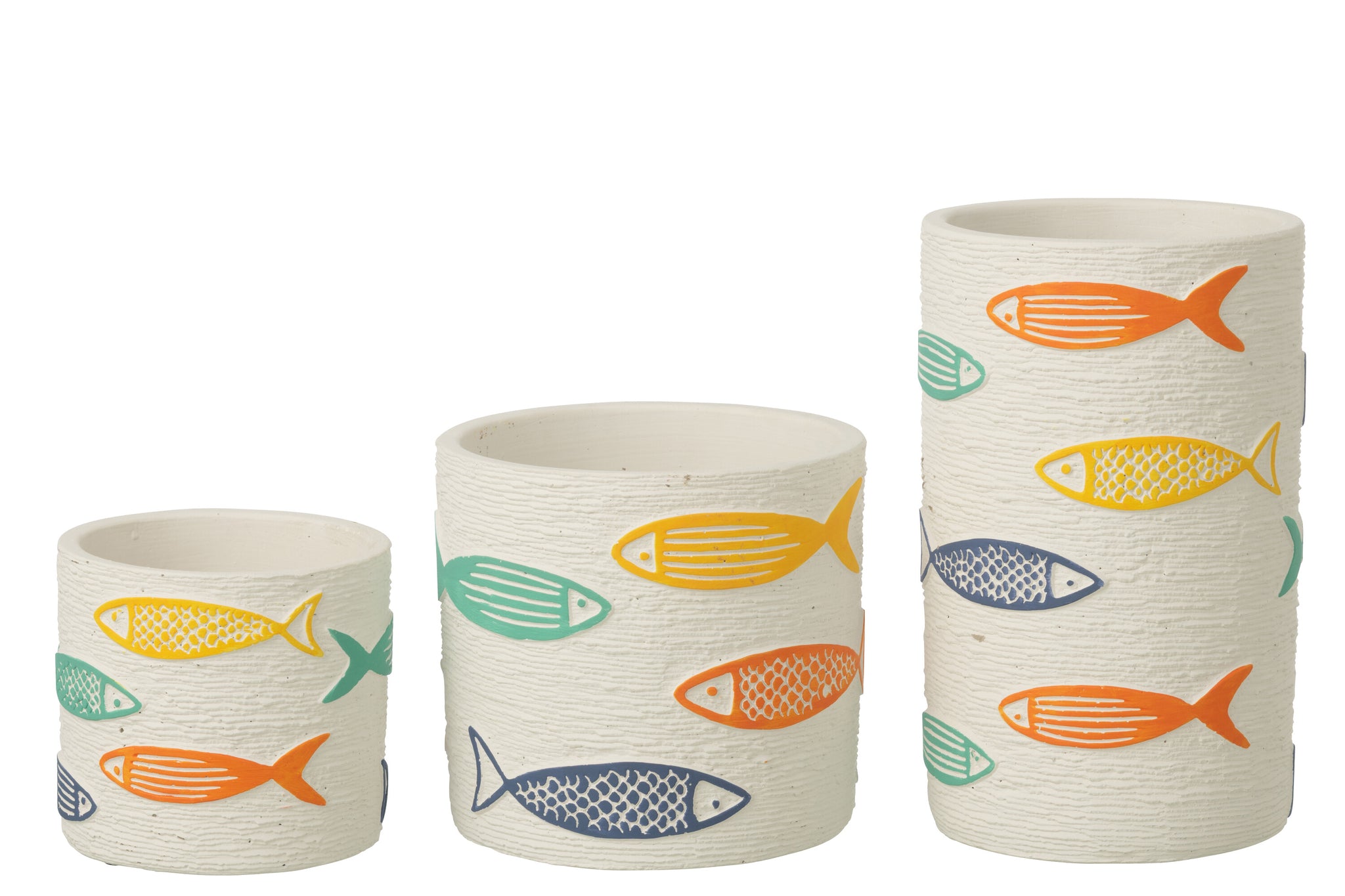 Blumentopf mit Fischmotiv aus Zement – (L)