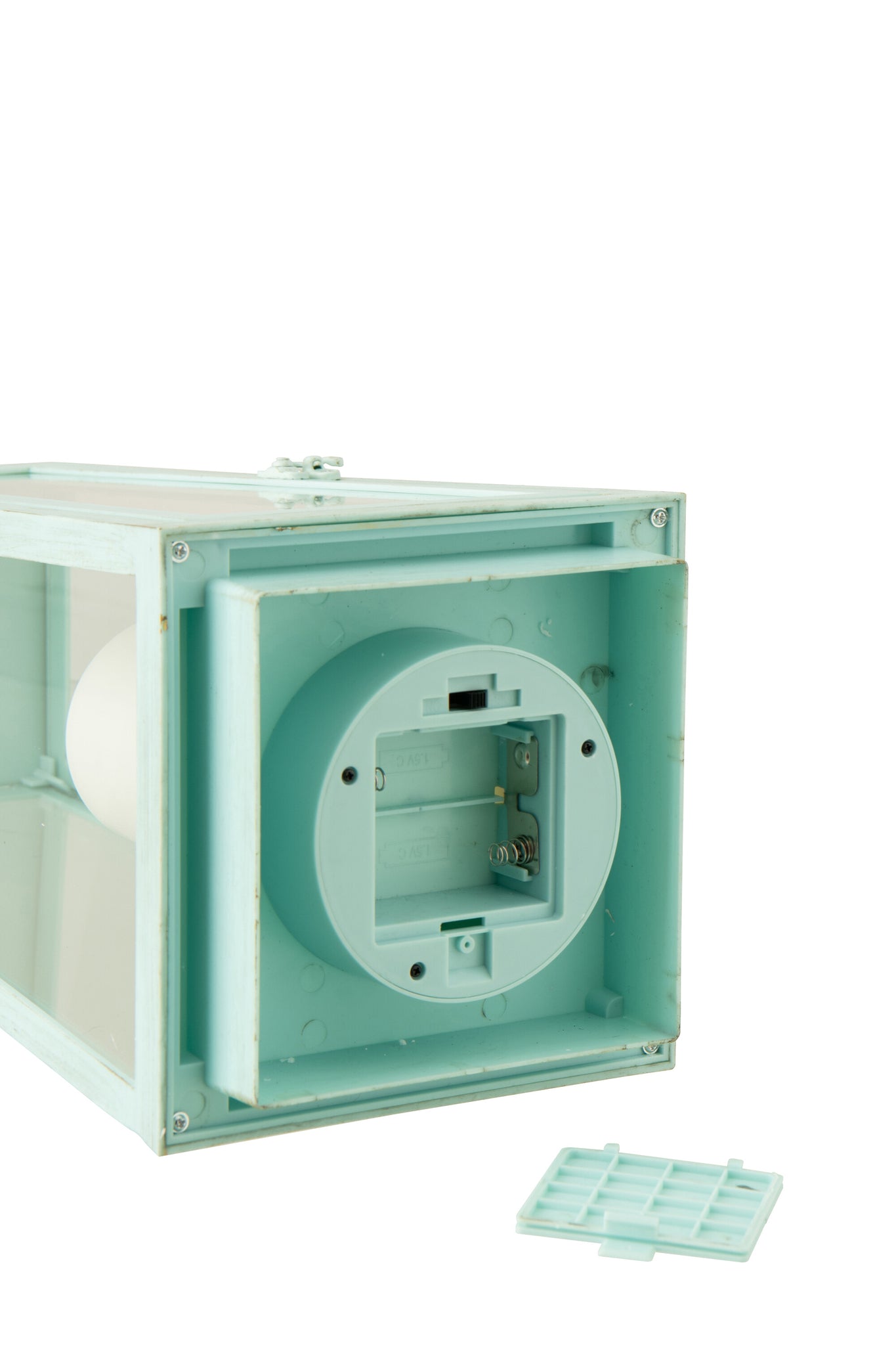 Türkise Glaslaterne mit LED-Kerze (M)