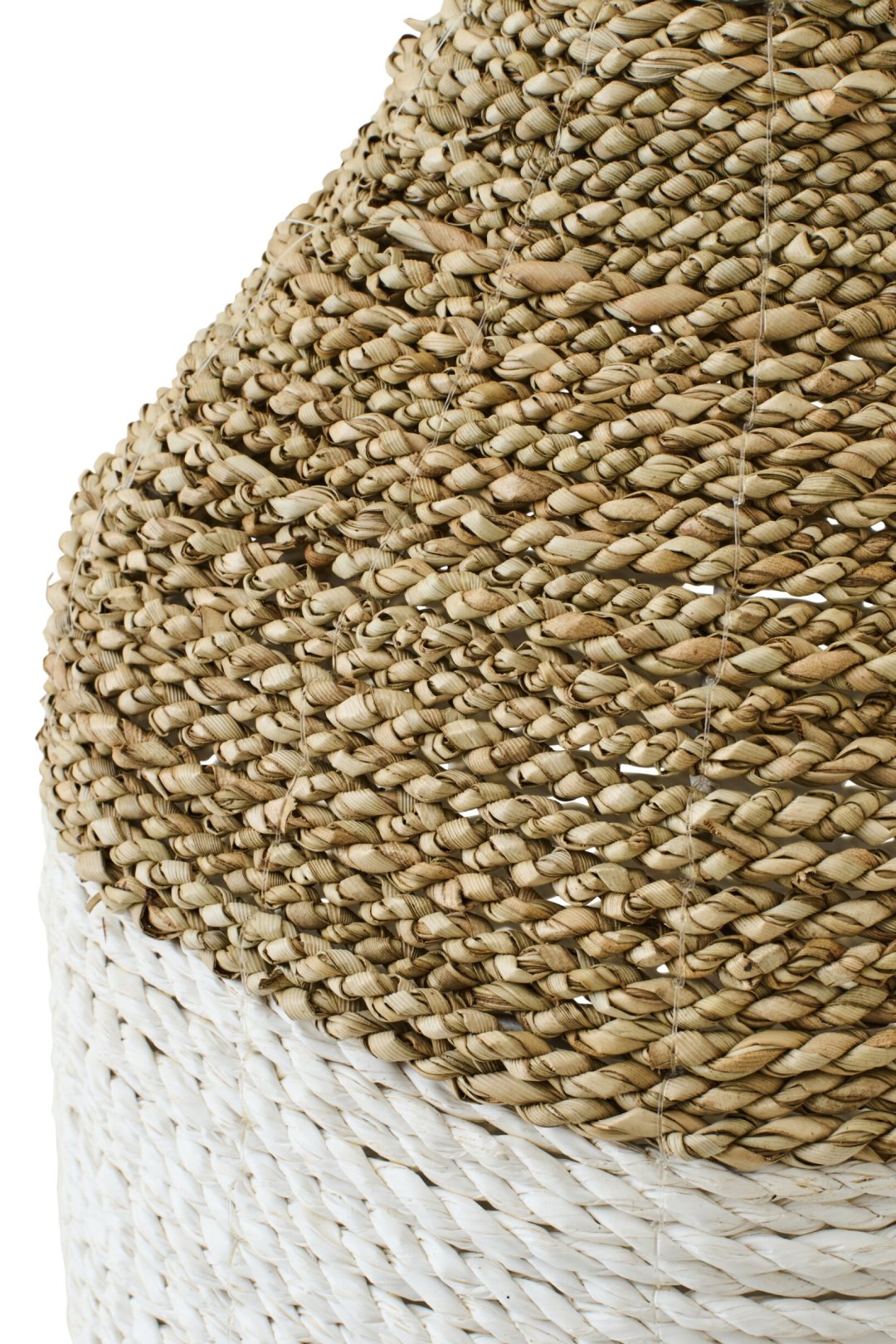 Bodenvase aus Raffia und Seegras in Weiß Natur