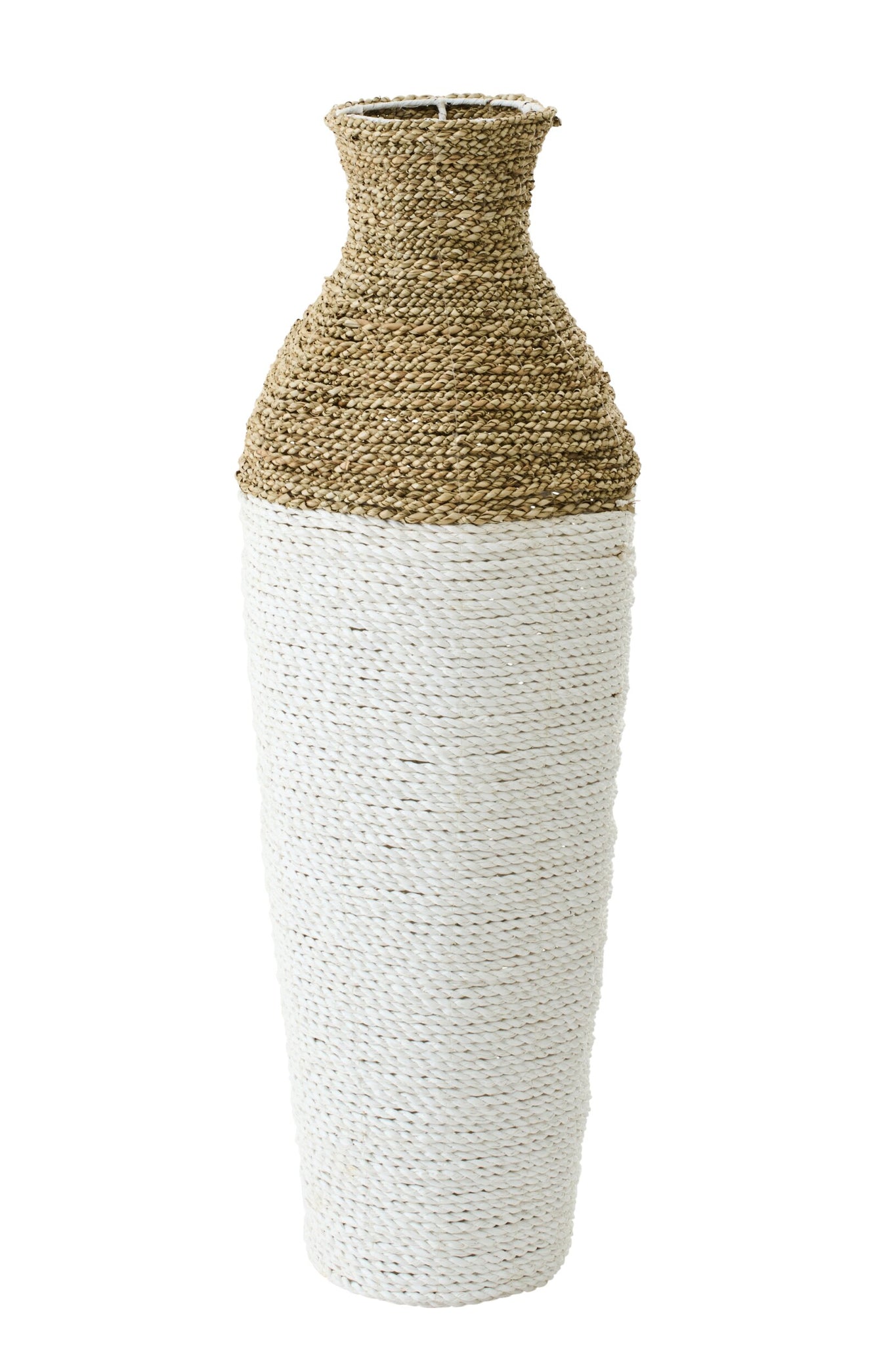 Große Deko Vase im Boho Stil Weiß Natur
