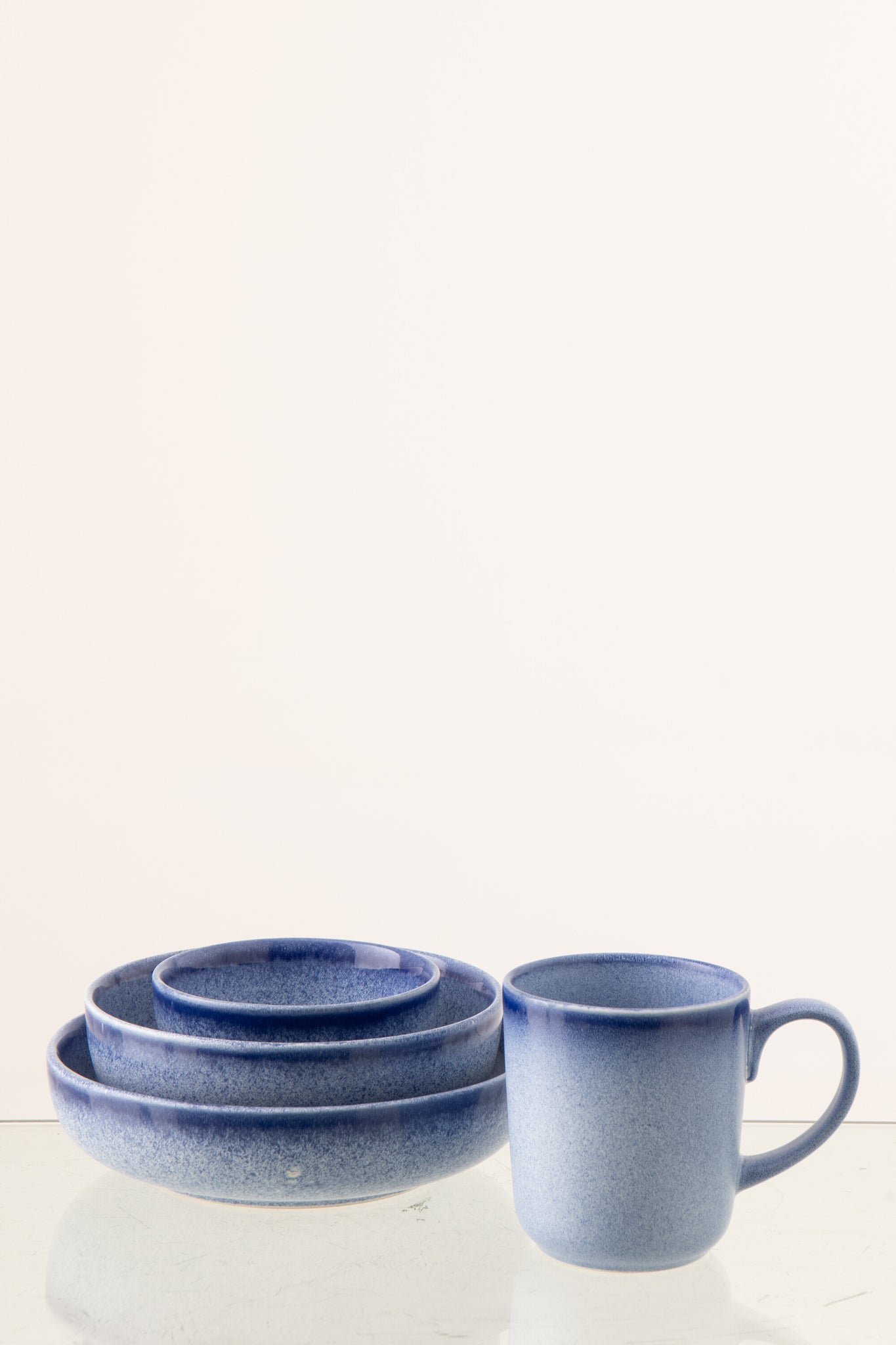 Große Schale aus Steinzeug Blau – Mabora (L)