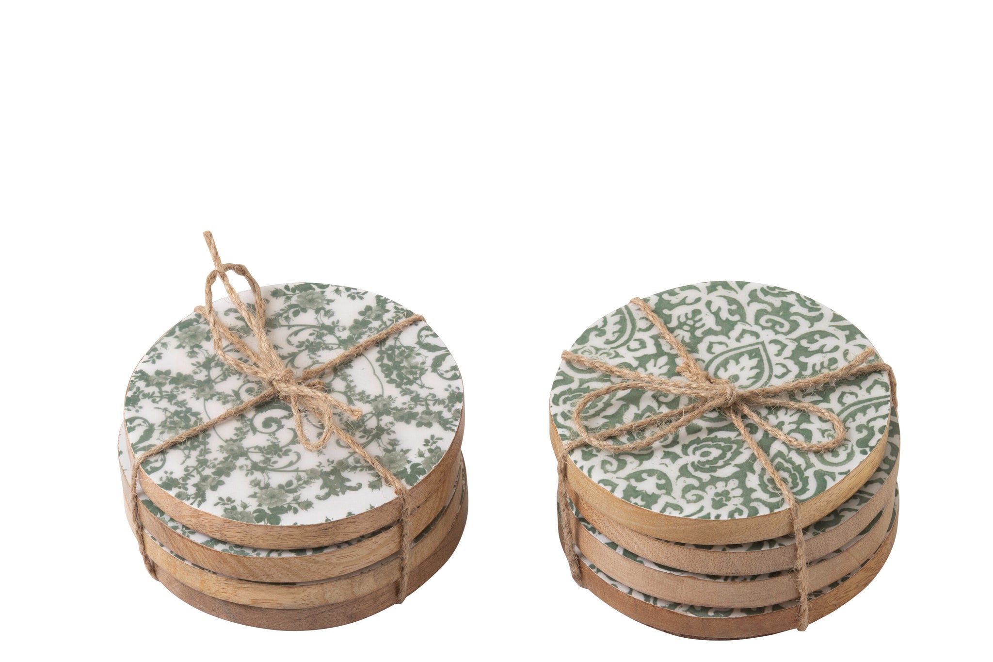 Untersetzer-Set ``Pollenca´´ aus Mangoholz – Grün / Weiß (8er-Set)