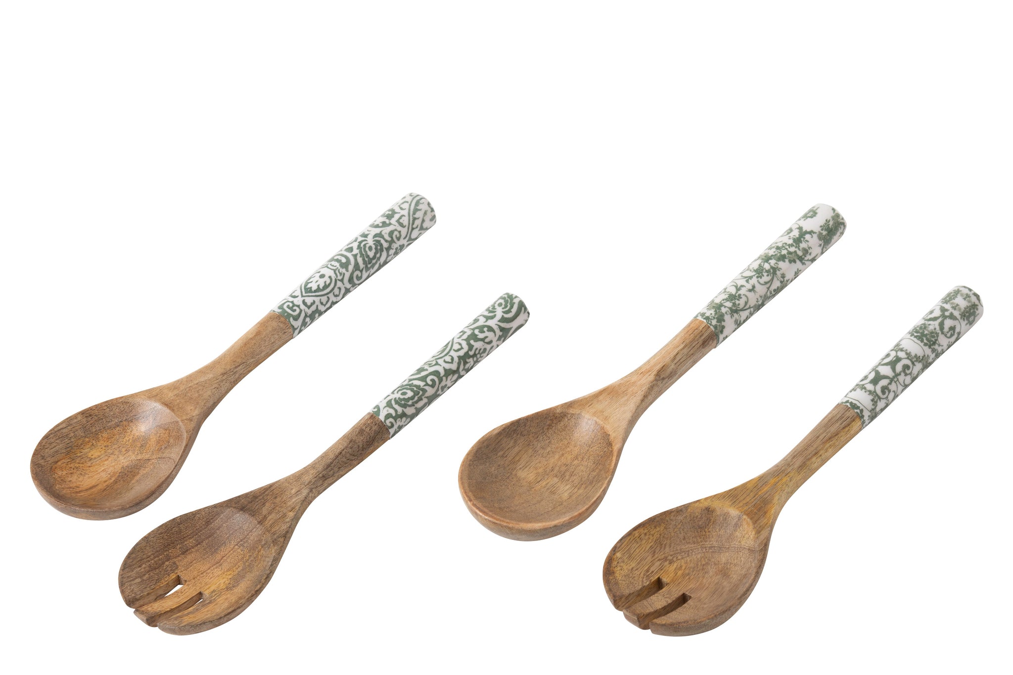Salatbesteck ``Pollenca´´ aus Mango Holz Grün/Weiß (2er Set)