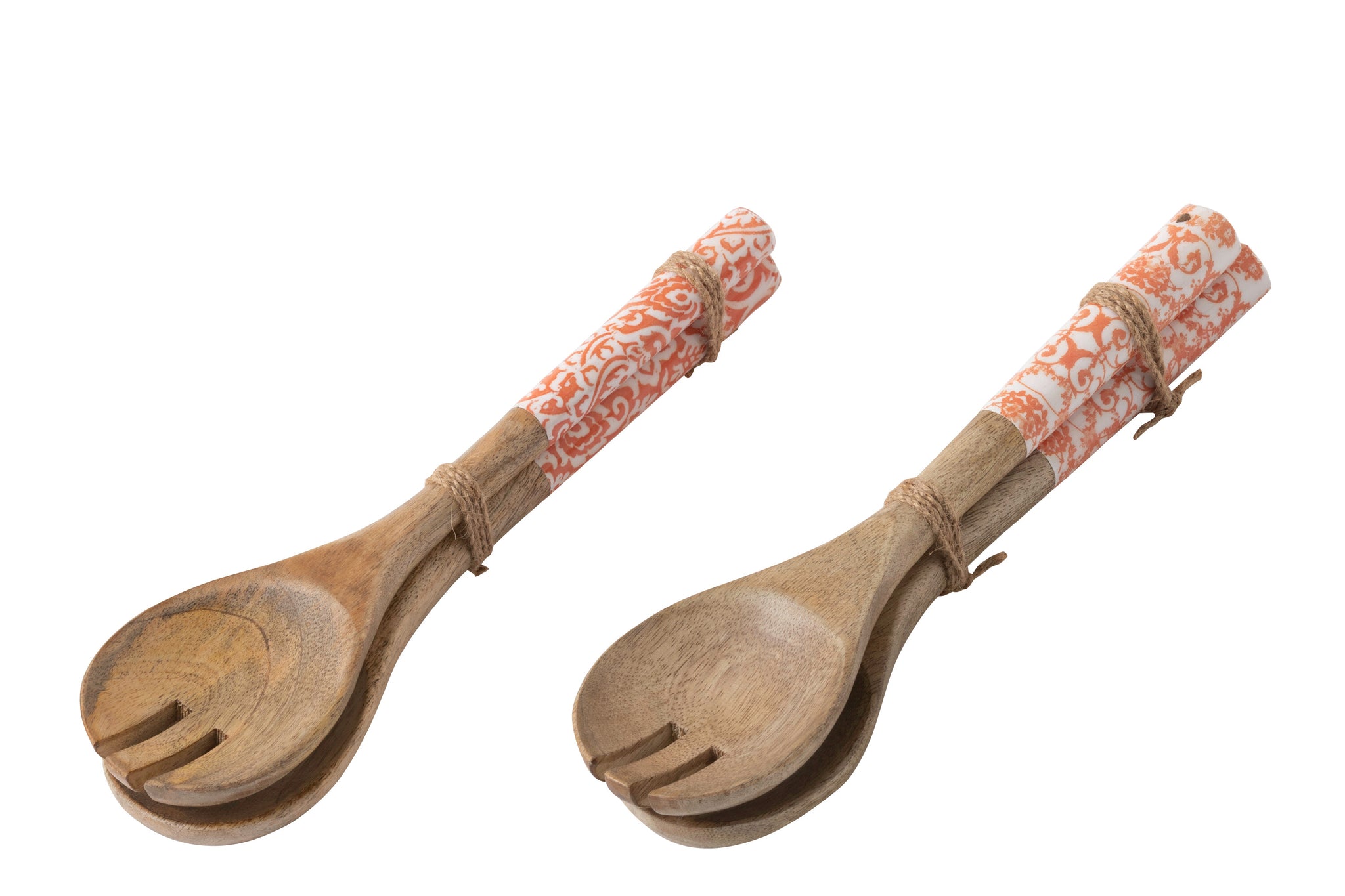 salatbesteck holz mangoholz orange weiß set