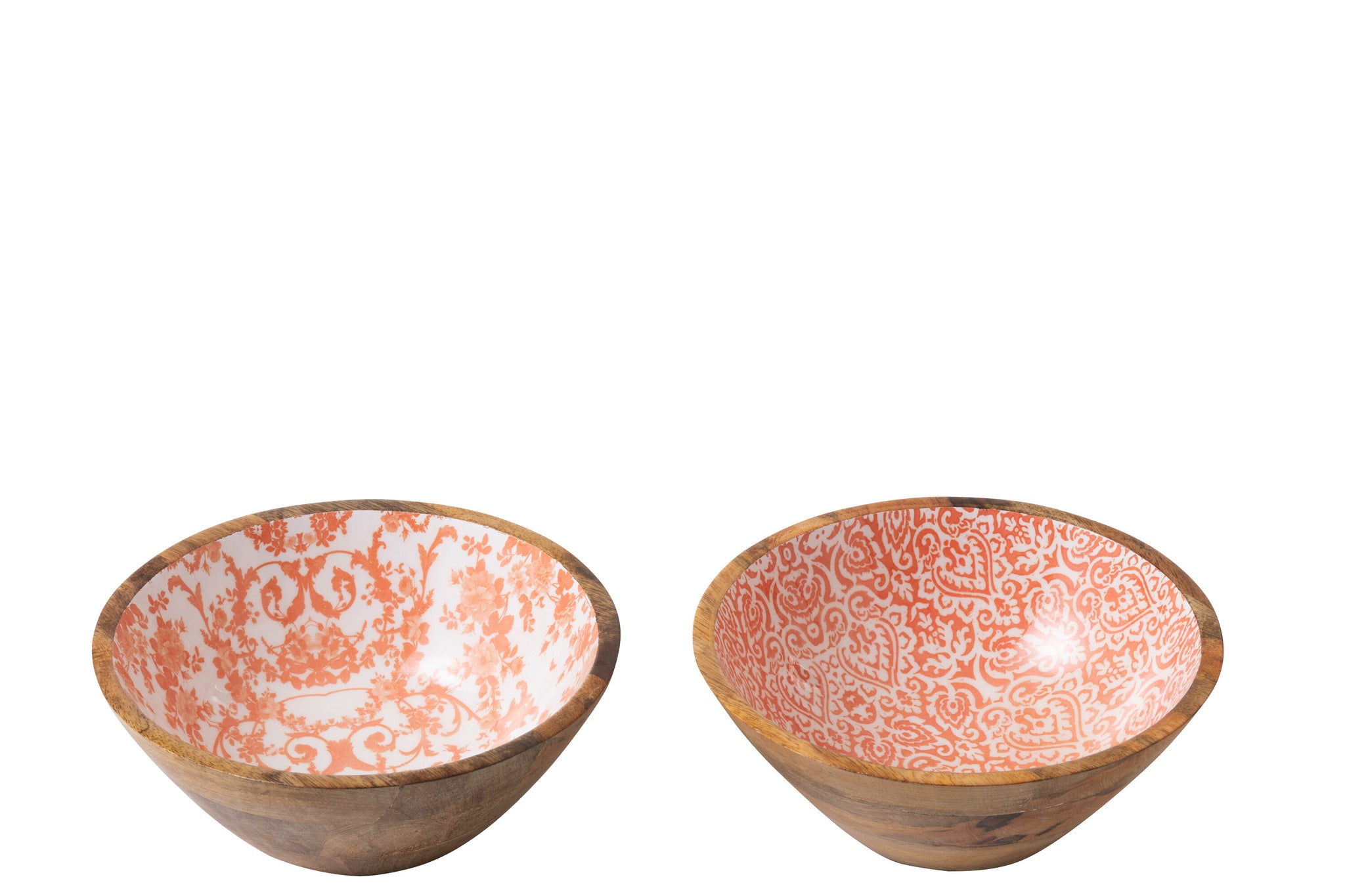 Schalen aus Mangoholz Orange Weiß 2er Set