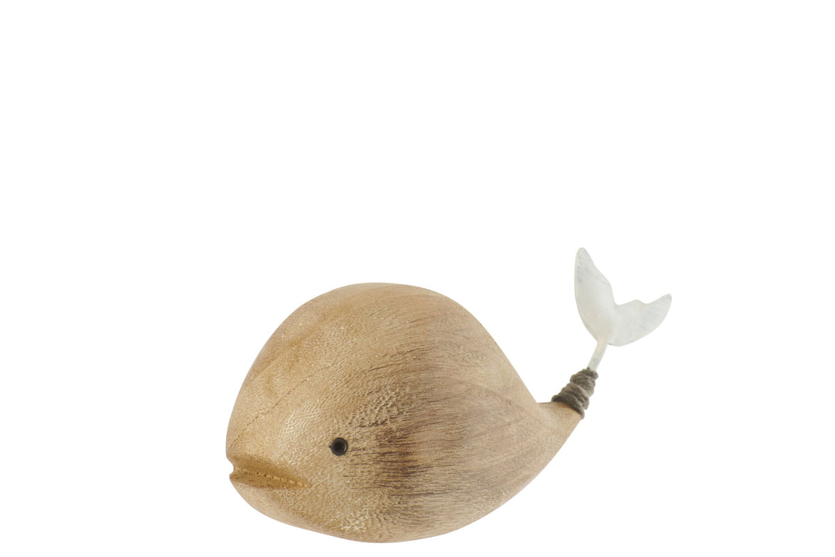 Wal Figur aus Holz Natur Weiß klein