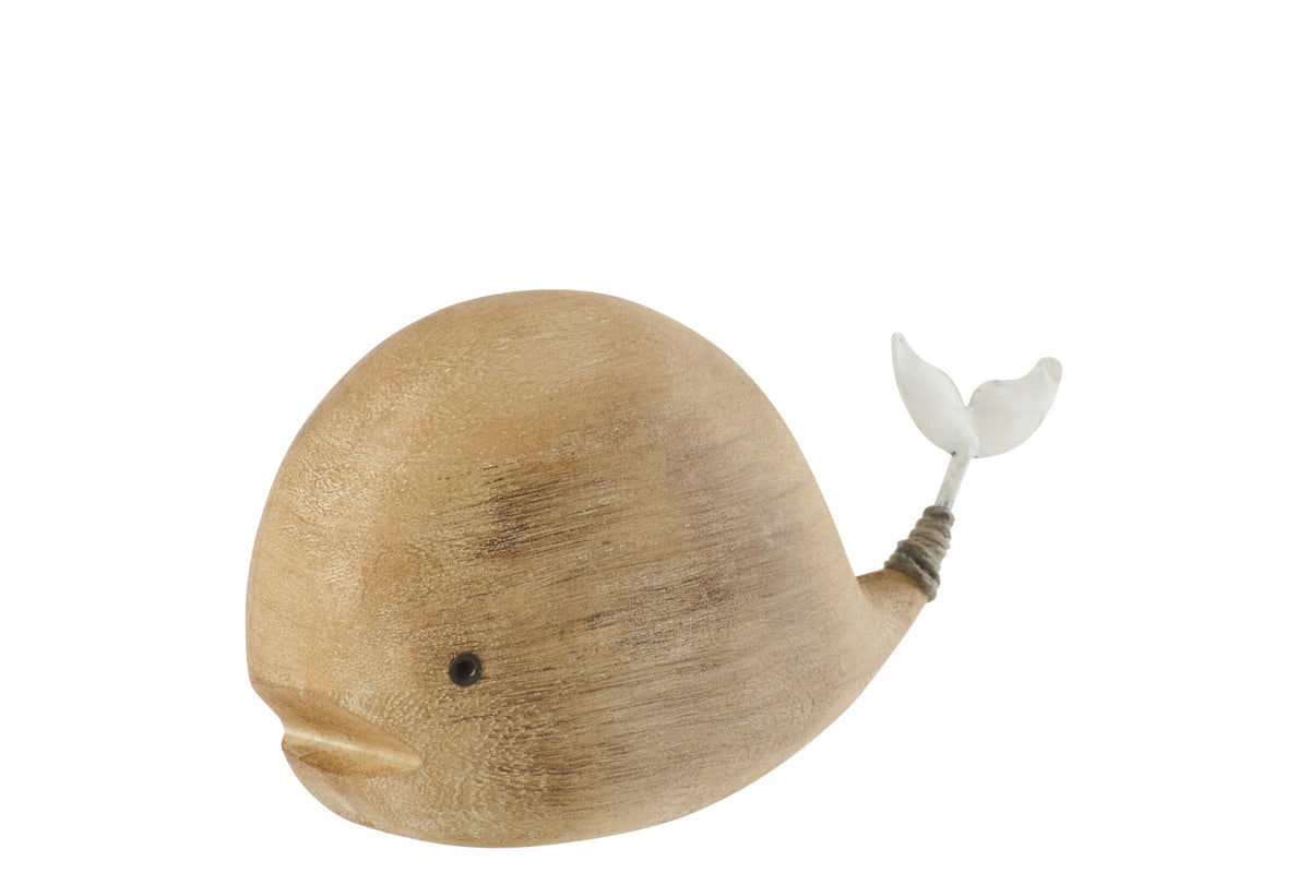 Wal Figur aus Holz Natur Weiß