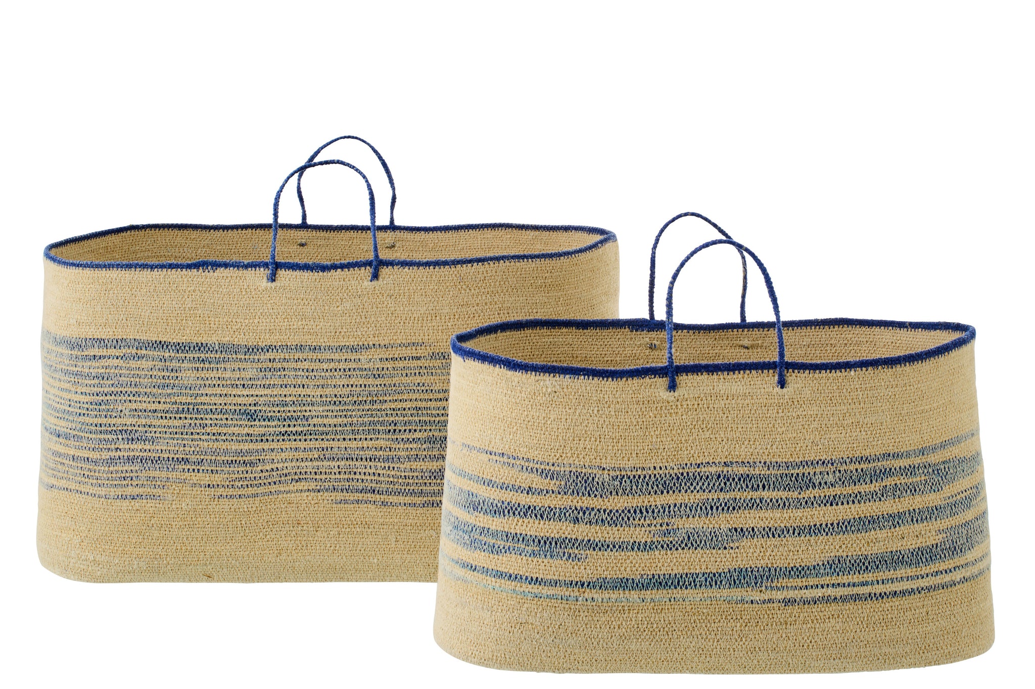 2er Set Seegras Körbe Natur Blau | Maritime Aufbewahrung
