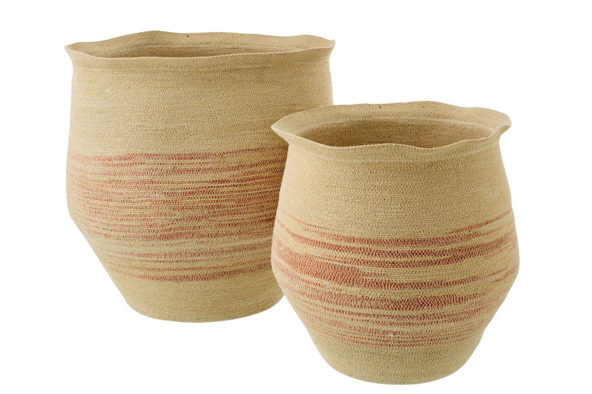 Körben aus Seegras, Natur/Dunkelorange (2er Set)
