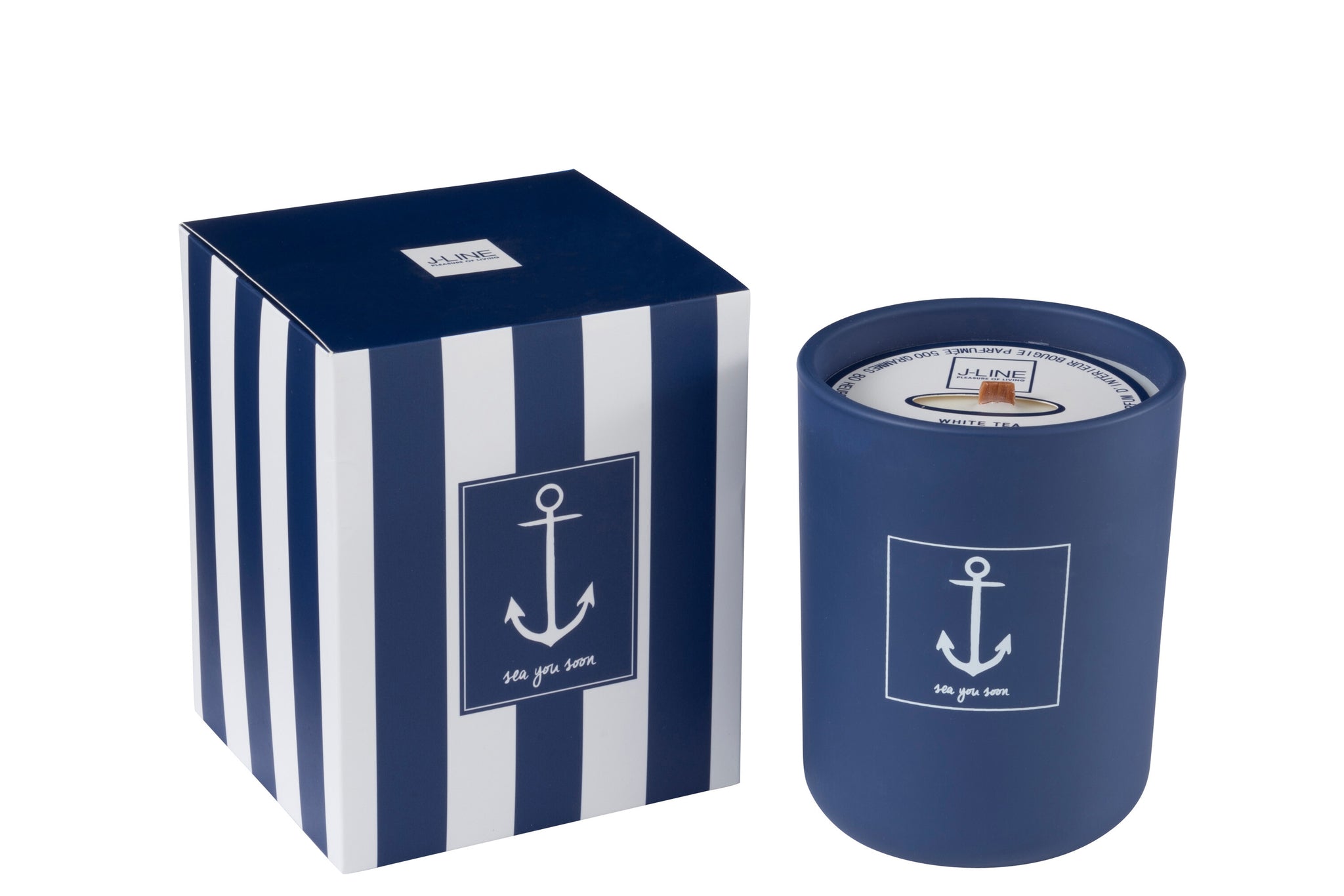 duftkerze anker blau weiss