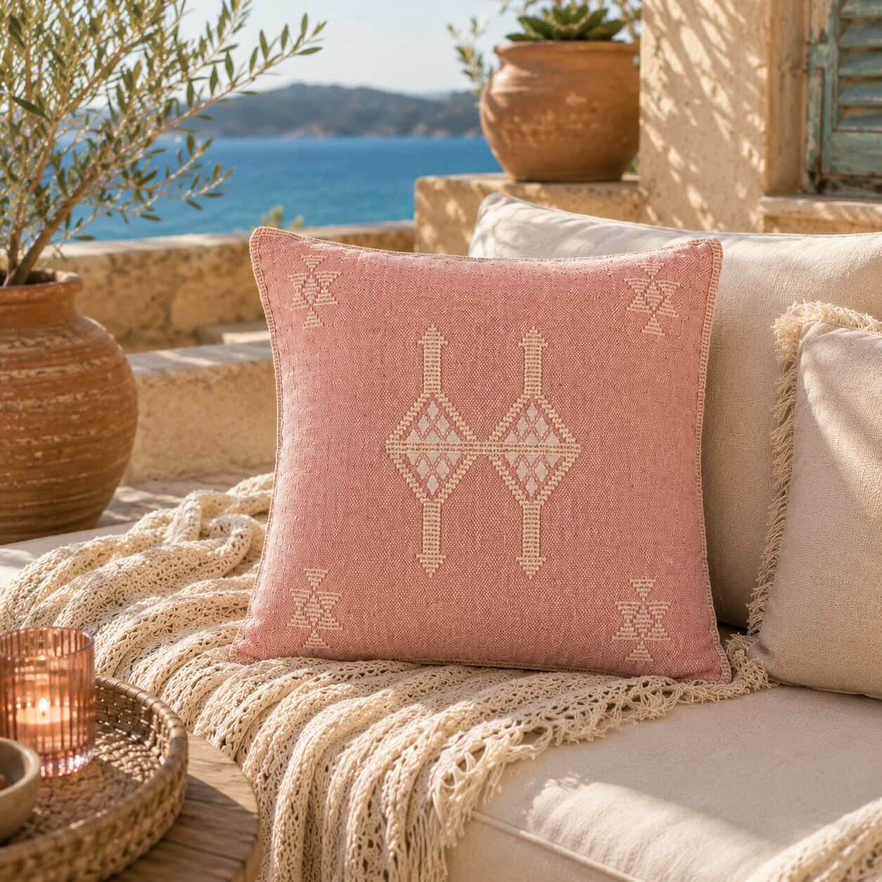 Dekokissen Palma Rosa - Pfirsichrosa