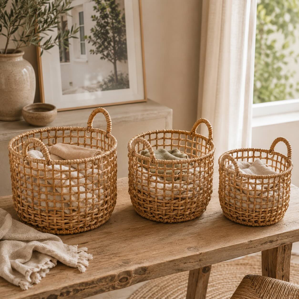 Korbset Wasserhyazinthe Natur (3er Set)
