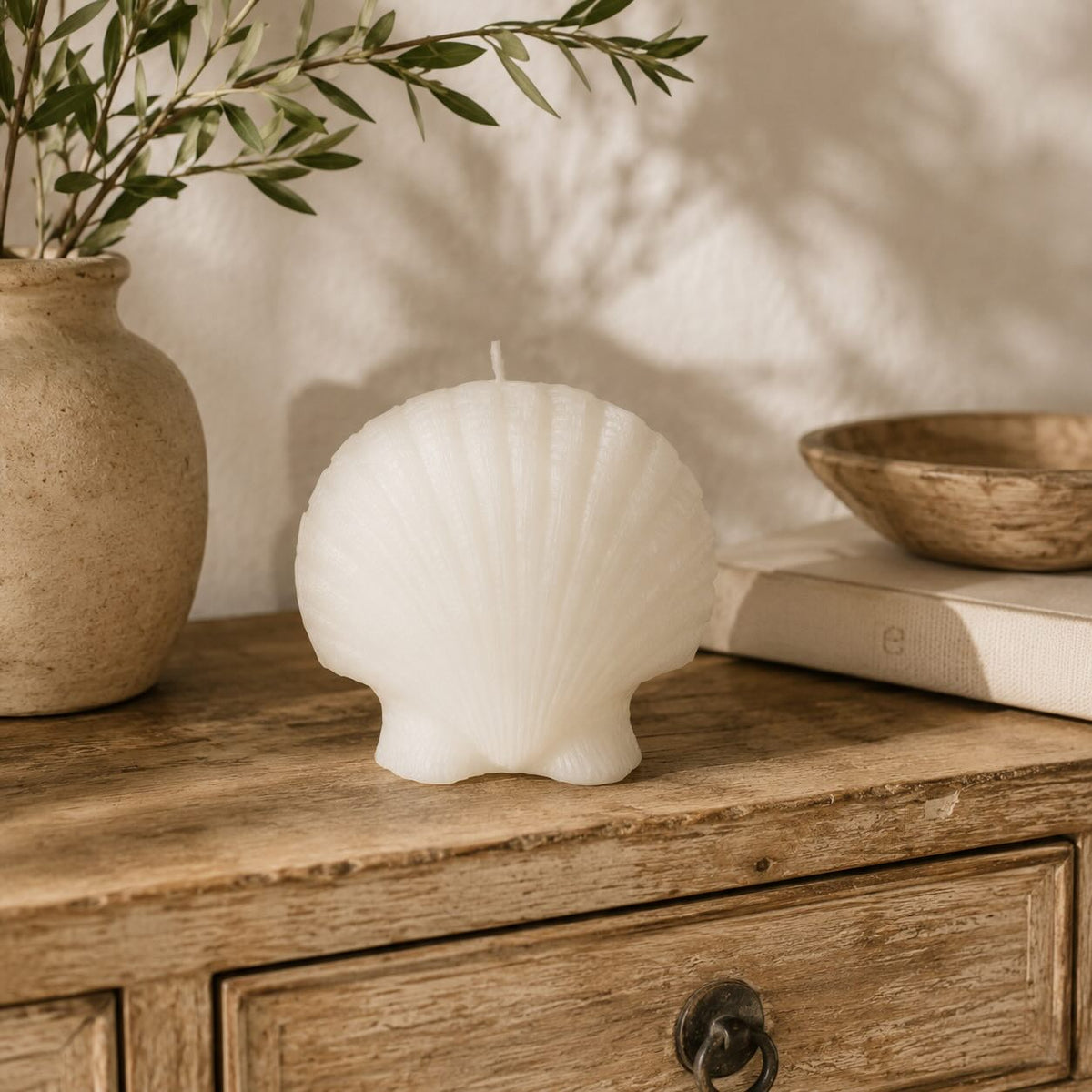 Muschelkerze weiß (L)