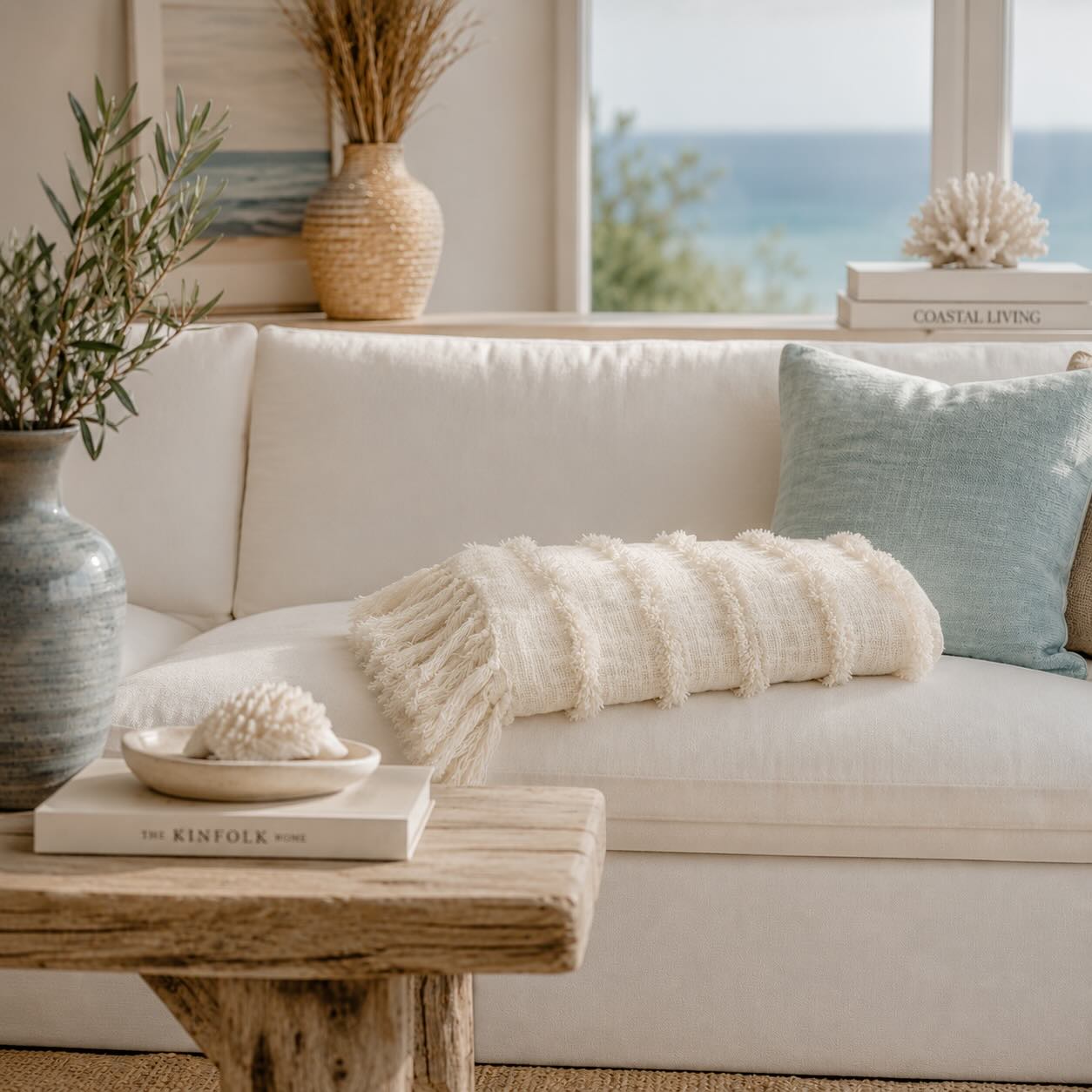 Plaid Blanc Coton – Rayé