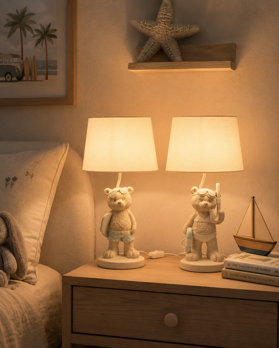 Tischlampe Strandbär - 2er Set
